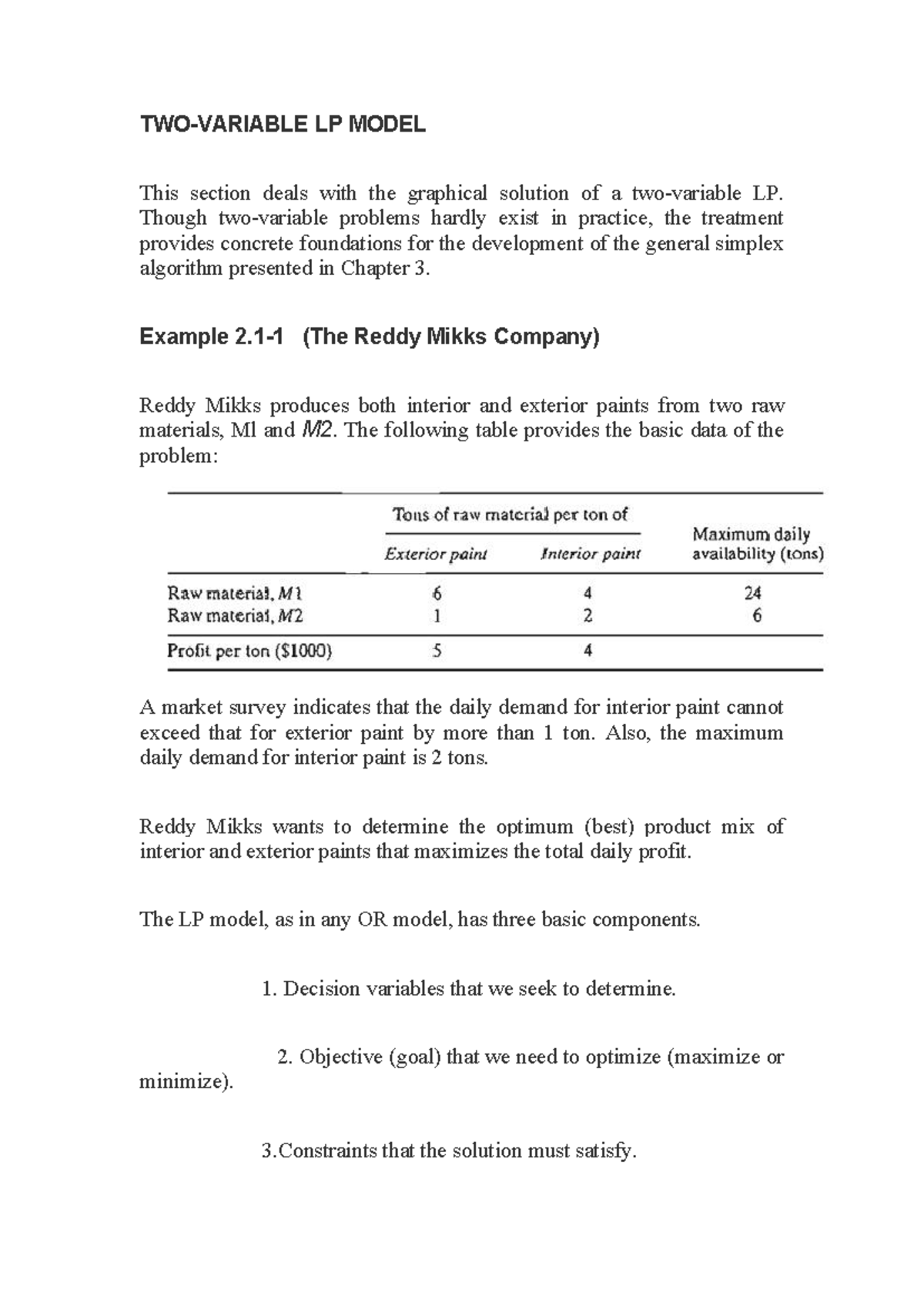 TWO Variable LP Model - Prof. Curran - Resource Management Techniques ...