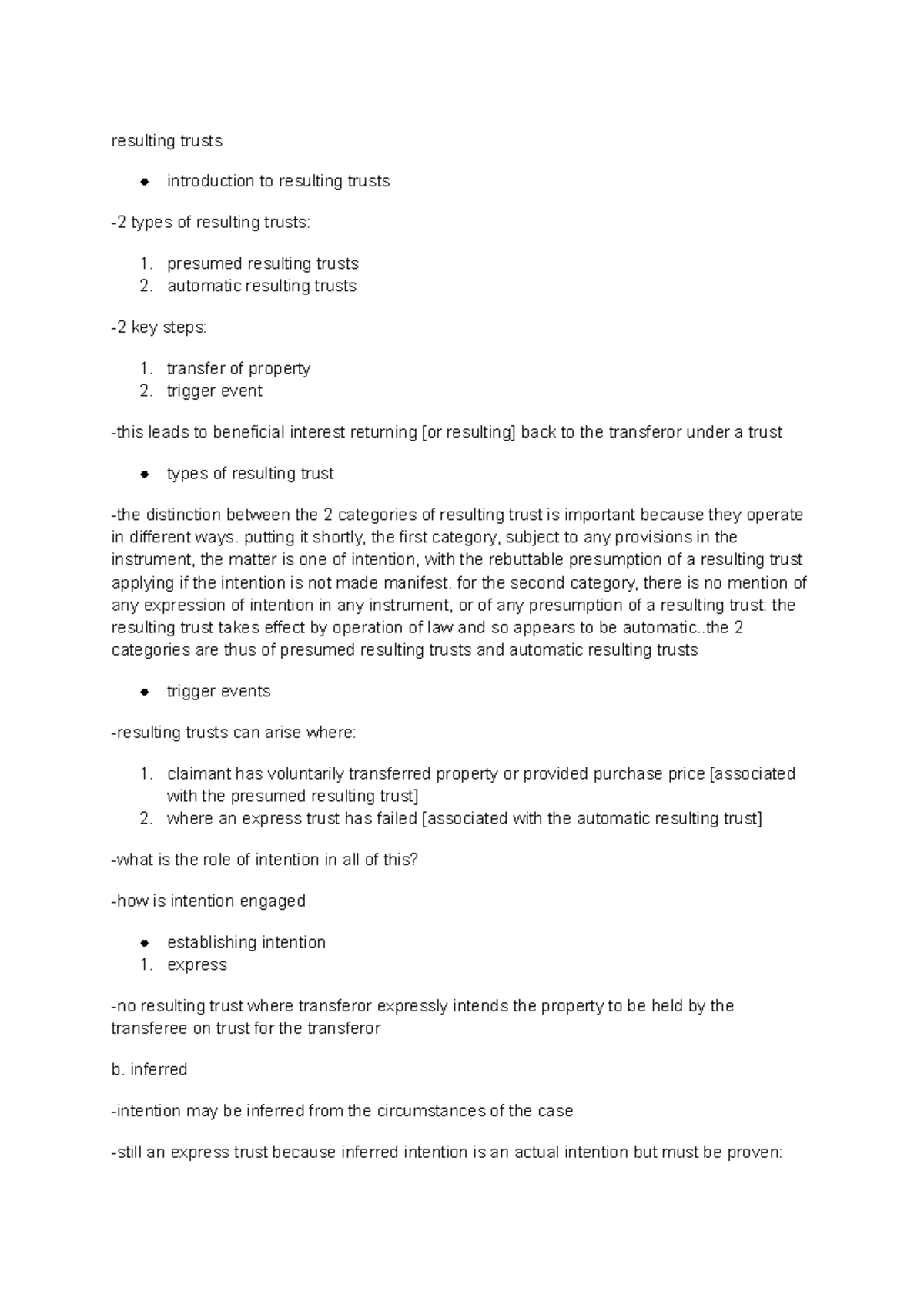 Key Cases and Principles of Resulting Trusts - LAW301 Lecture Notes ...