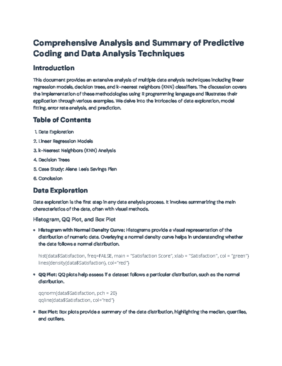 Comprehensive Analysis of Predictive Coding Techniques in R ...