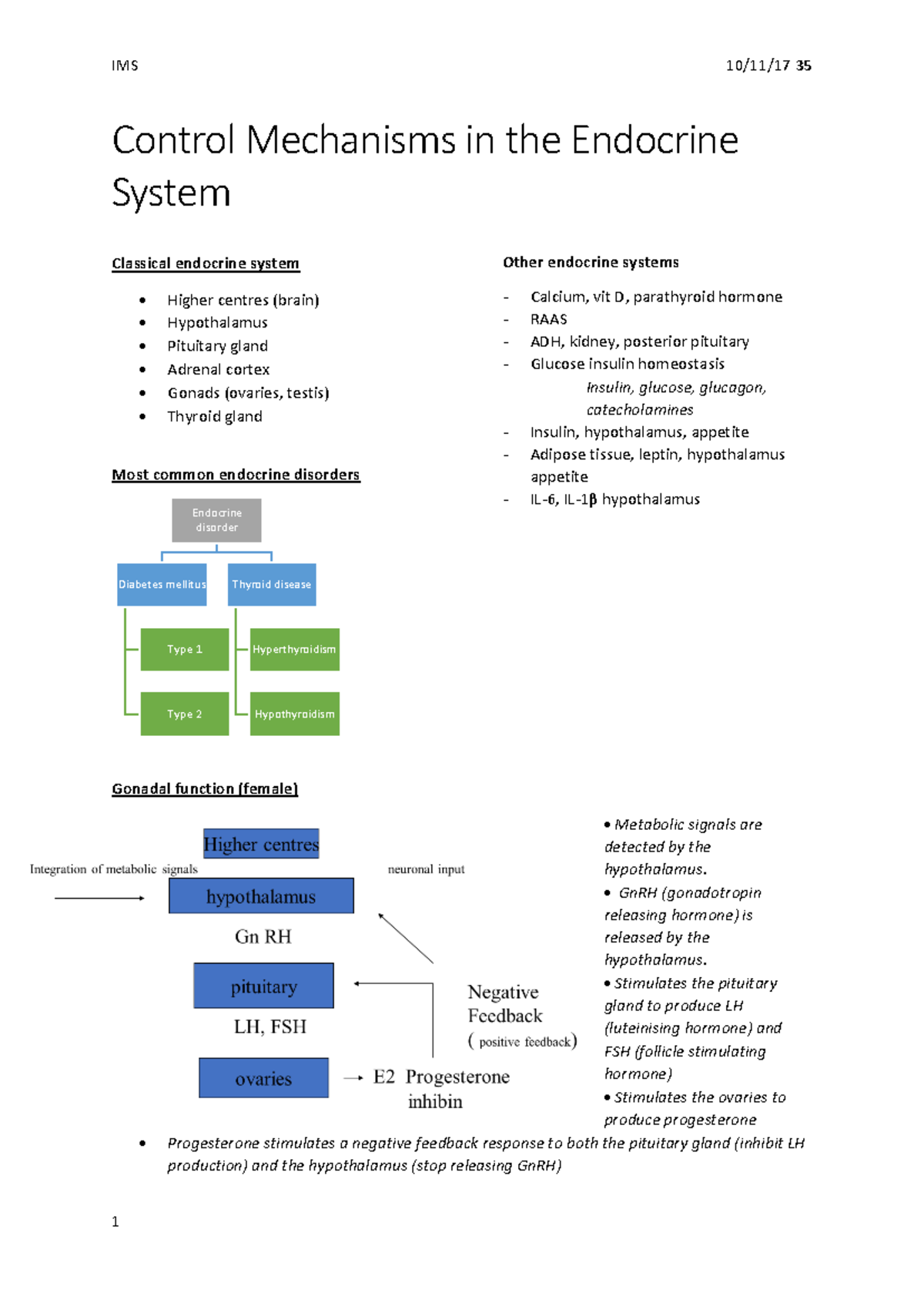 Control Mechanisms in the Endocrine System: A Detailed Overview - Studocu