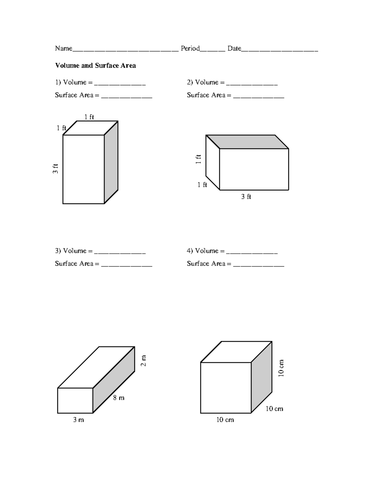 Grade 7 Math: Volume and Surface Area Notes (505405148) - Studocu