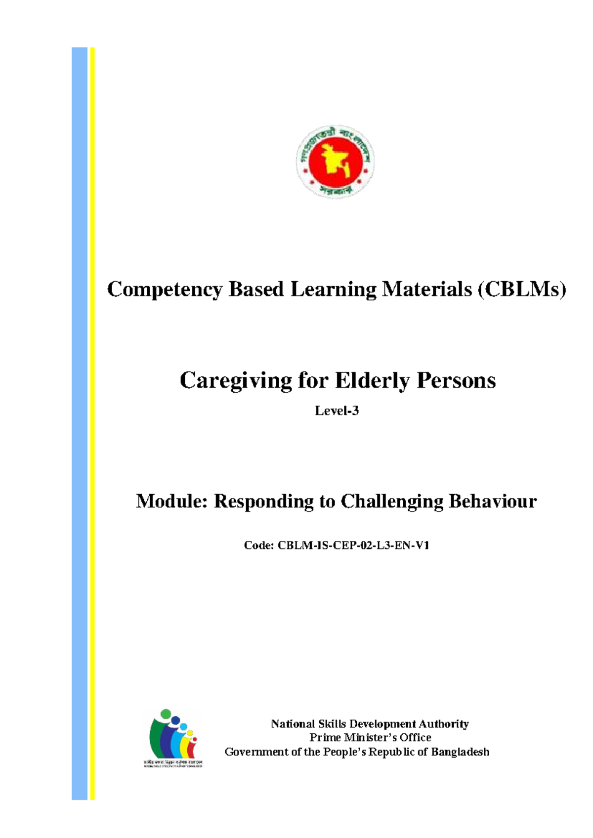 CBLMs: Responding to Challenging Behavior in Elderly Care - Studocu