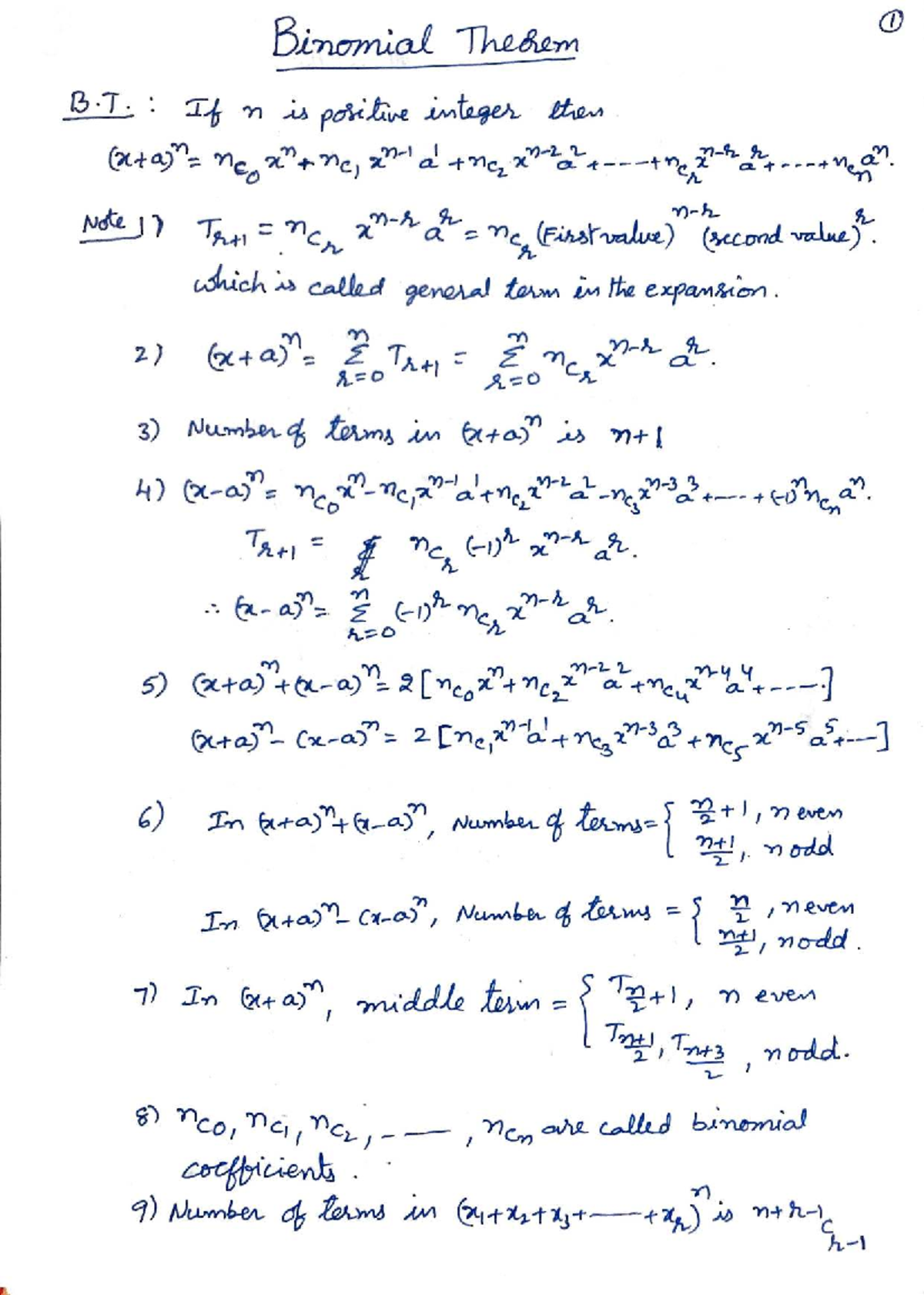 Binomial Theorem Examples - MATH 101 Lecture Notes - Studocu