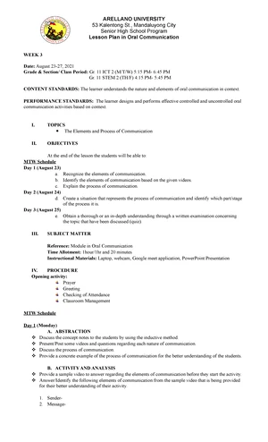 English 5 Q3 Week 3 - MELC Lesson Plan on Restating & Summarizing - Studocu