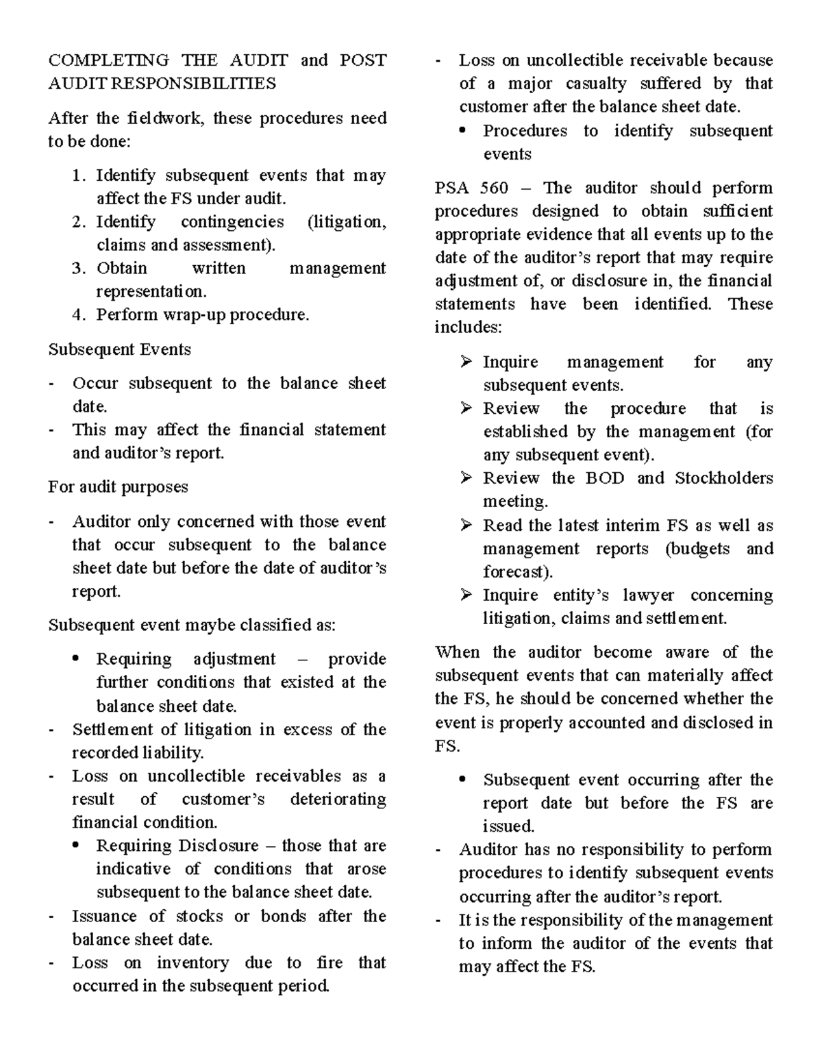 Chapter 10 - nice - COMPLETING THE AUDIT and POST AUDIT ...