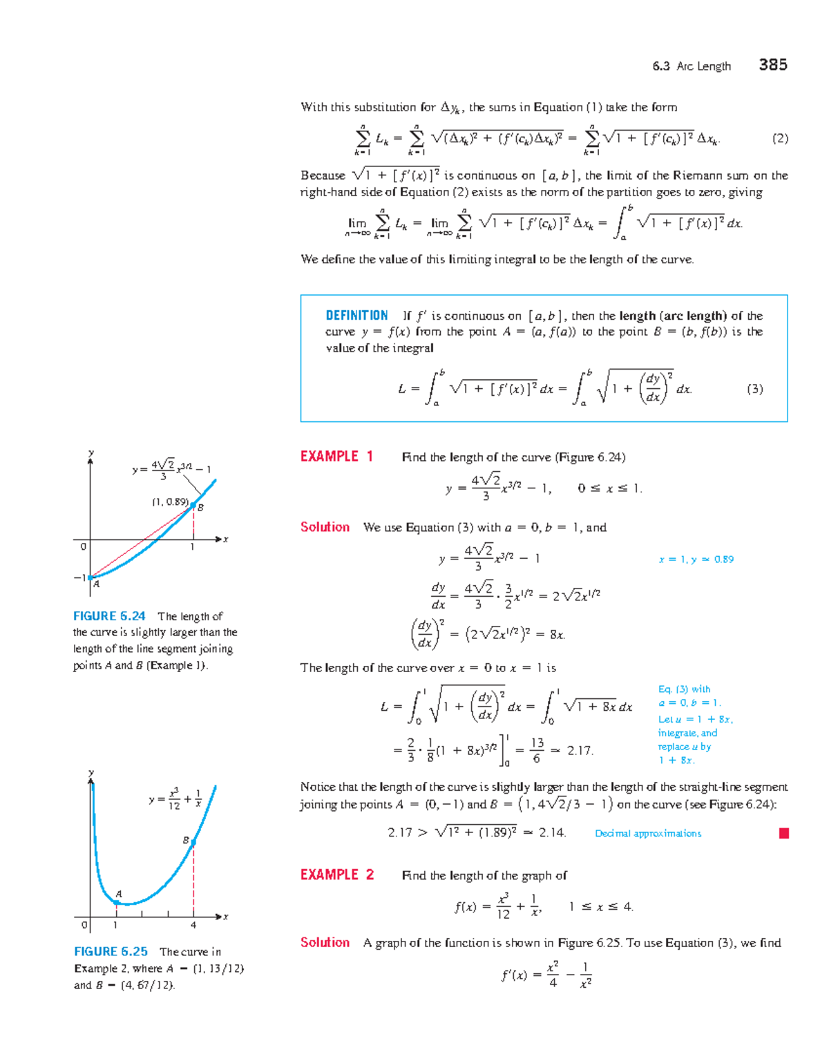 6.3 Arc Length in Thomas Calculus (Pages 399-400) - Studocu