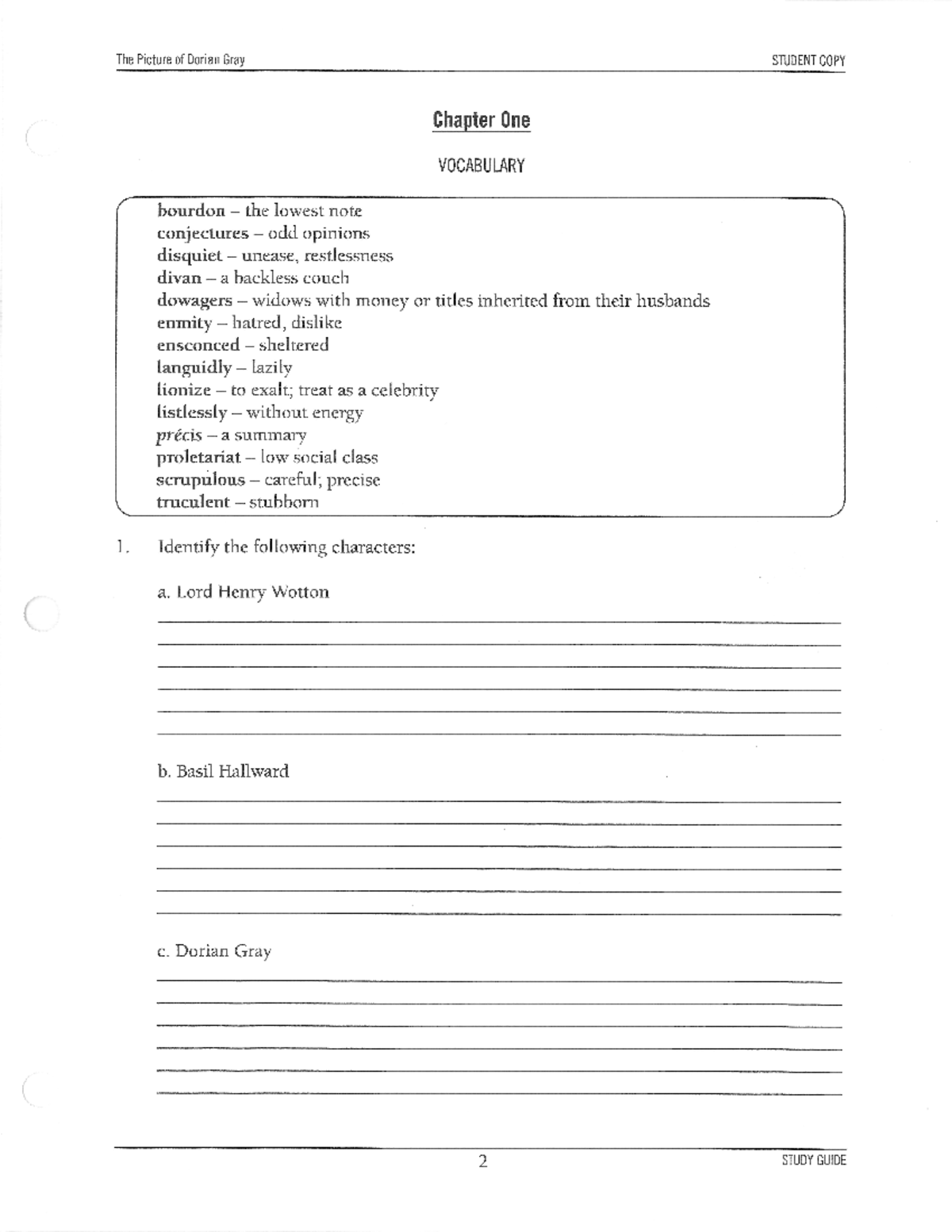 The Picture of Dorian Gray: Chapter Study Guide and Vocabulary Insights ...