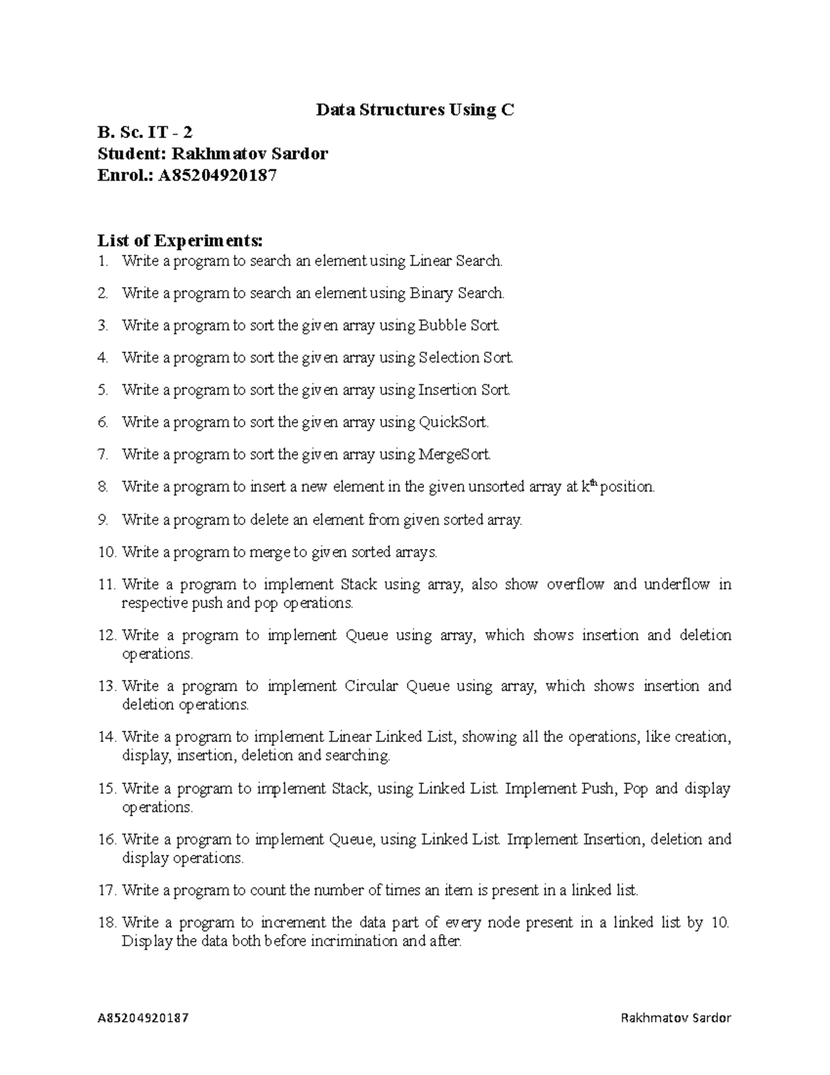 Labs from Data Structures Using C - Data Structures Using C B. Sc. IT ...