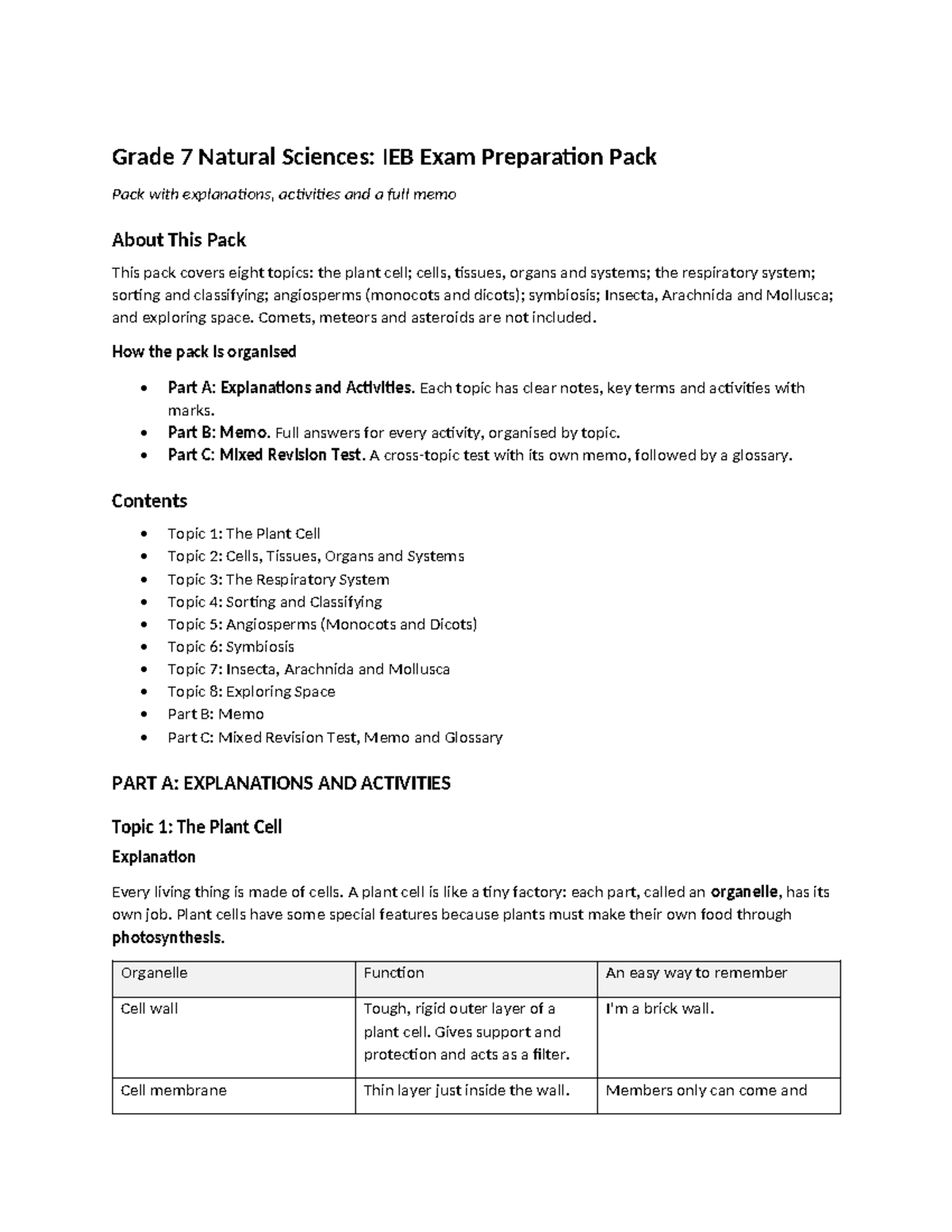 Grade 7 Natural Sciences IEB Exam Prep: Comprehensive Study Guide - Studocu