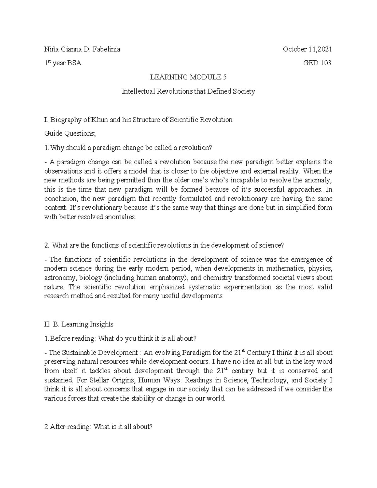 GED 103 - Module 5 Notes: Intellectual Revolutions & Development ...