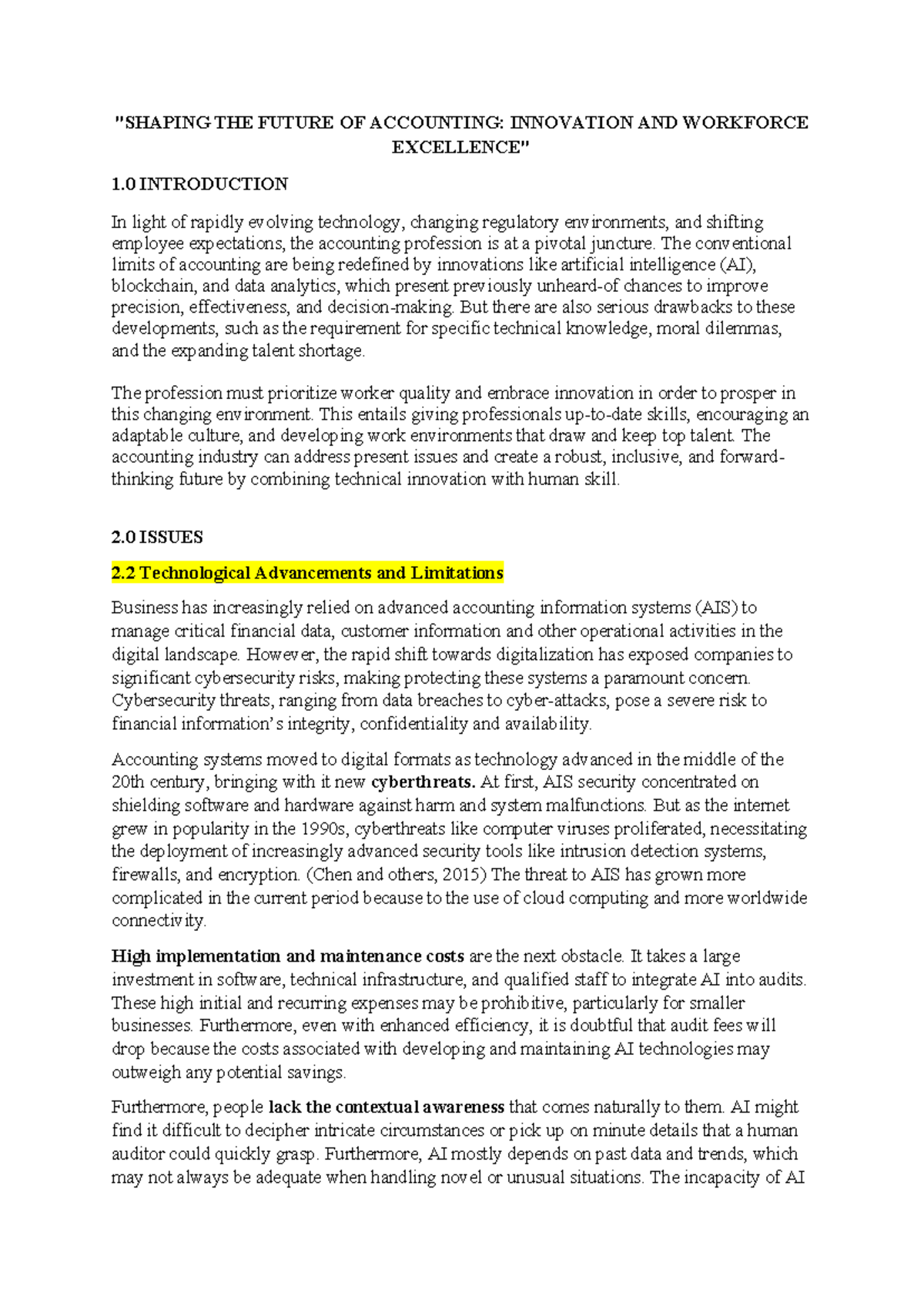 PAC671 Report Draft: The Future of Accounting and Innovation Challenges ...