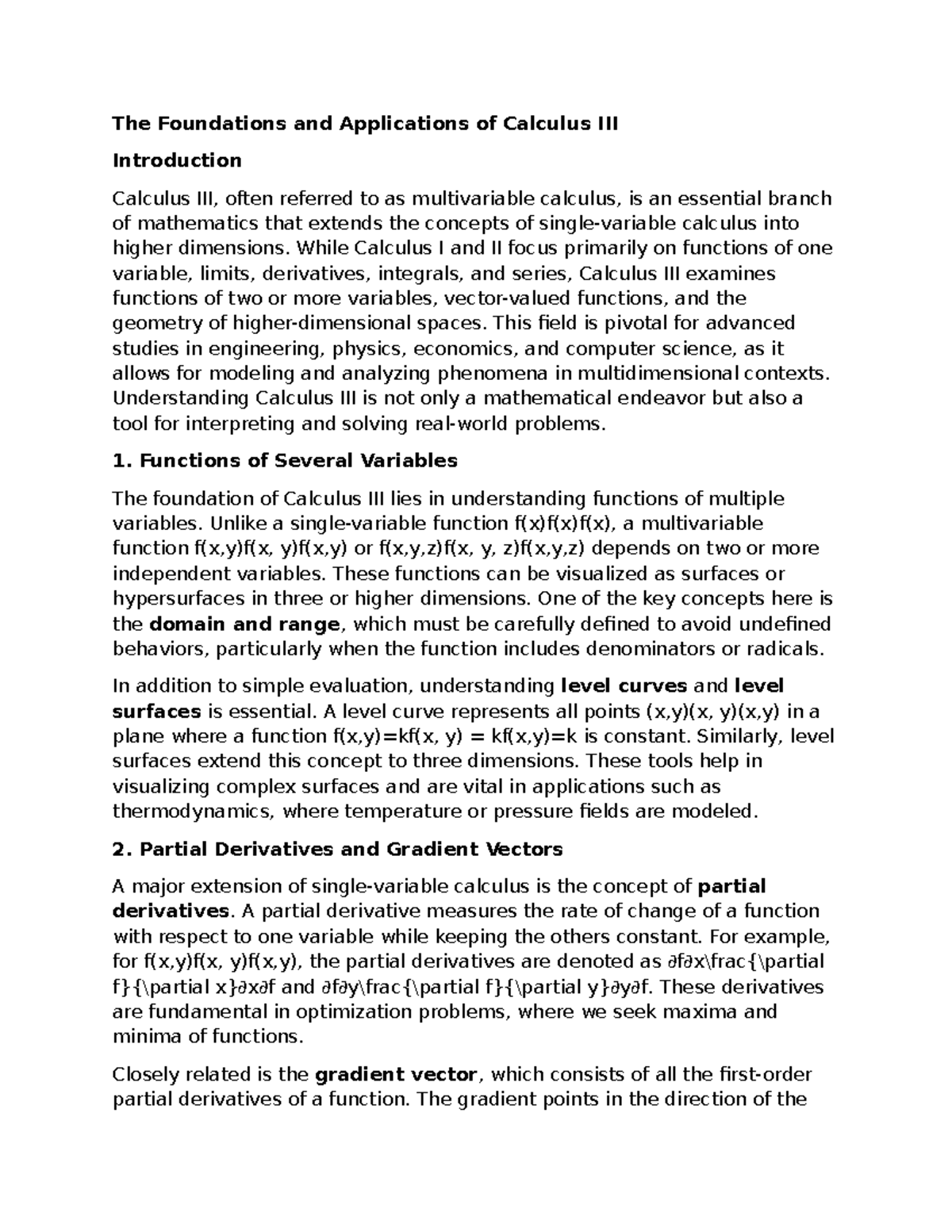 Foundations and Applications of Calculus III: A Comprehensive Overview ...