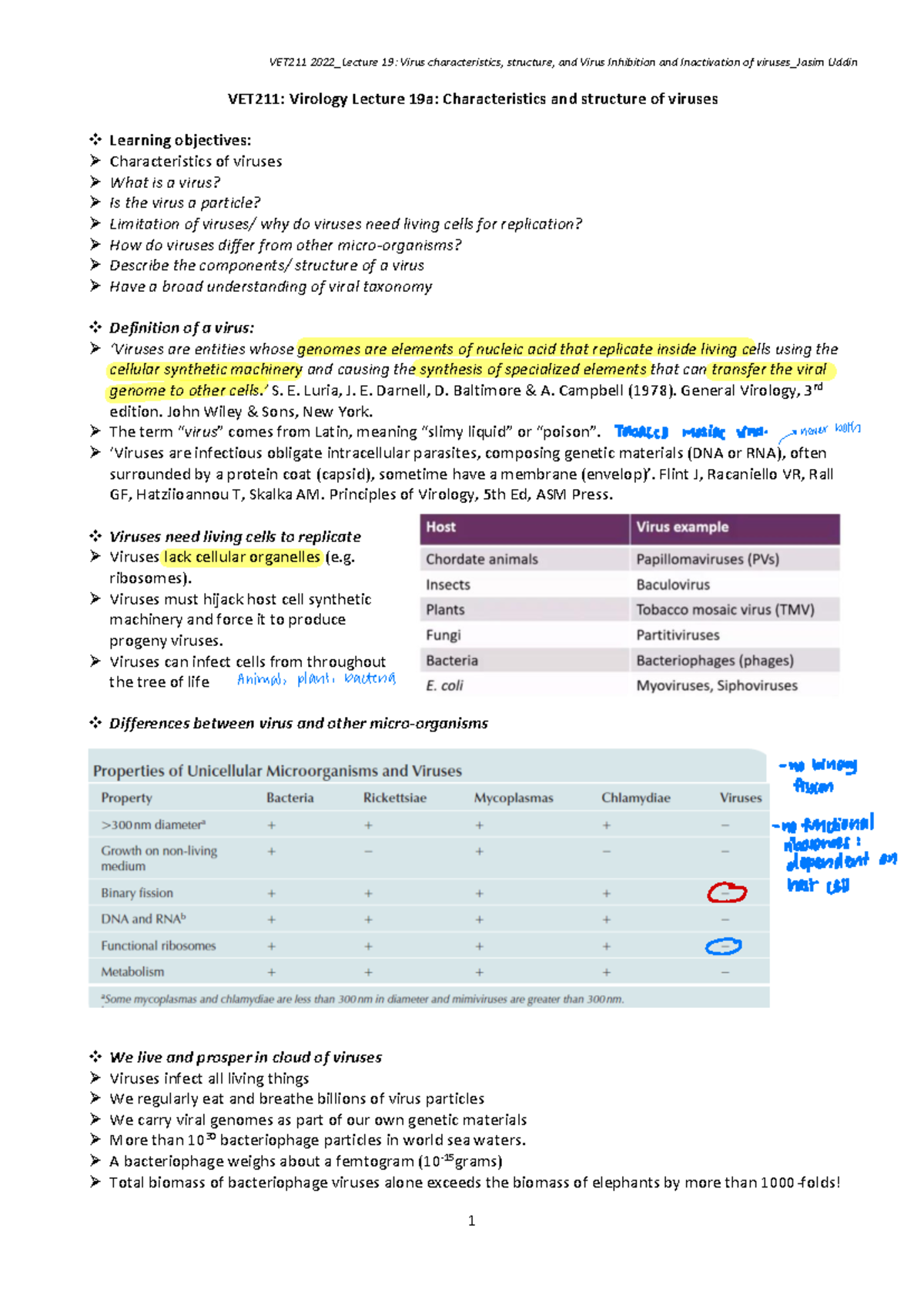 VET211: Virology Lecture 19a - Virus Characteristics and Structure ...