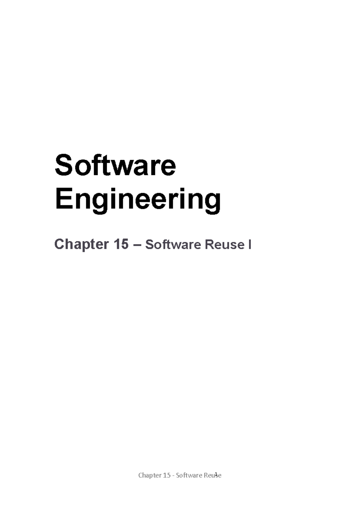 Software Engineering - Ch15 Software Reuse Lecture Notes - Studocu