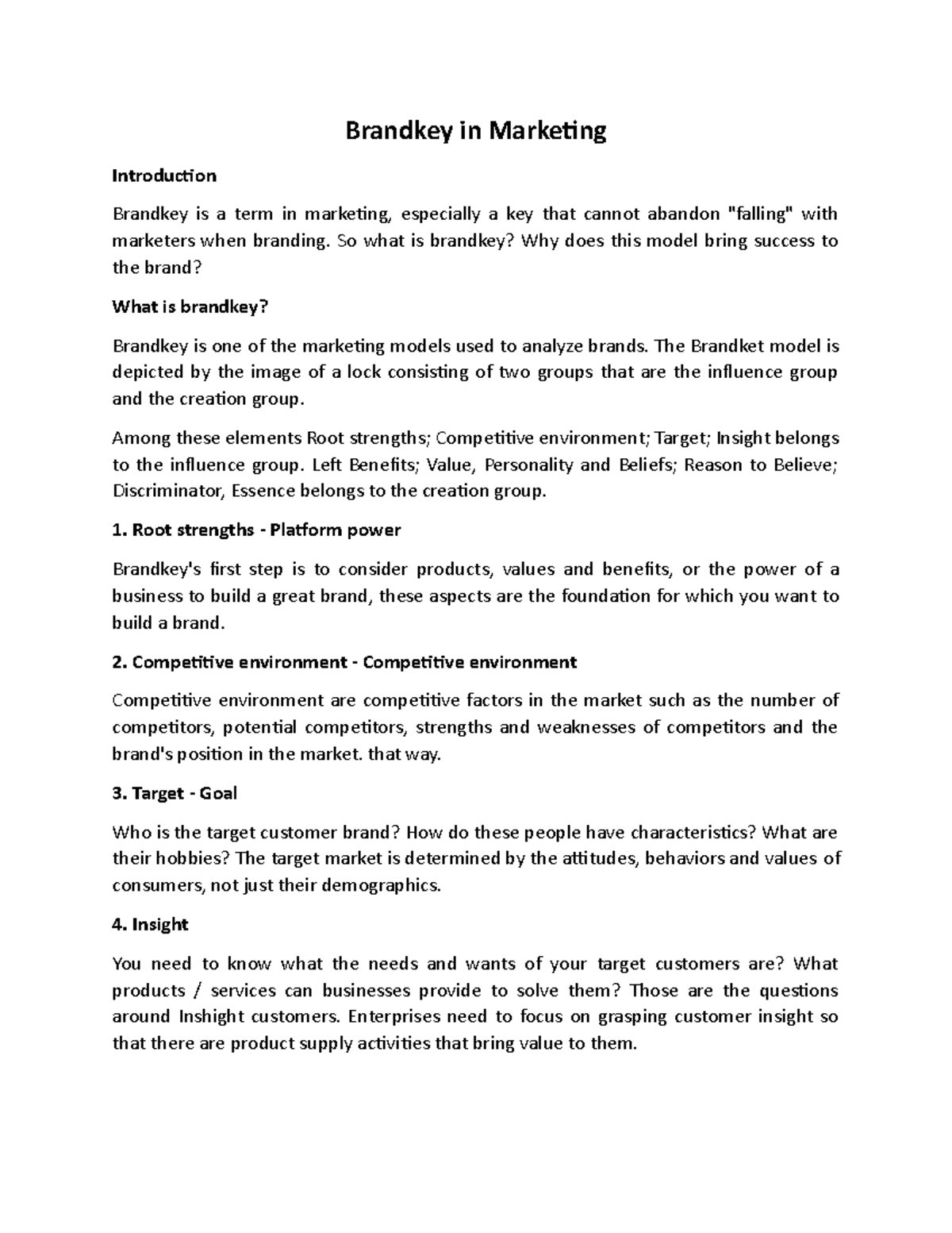Brandkey in Marketing - Grade: A- Brandkey in Marketing Introduction ...