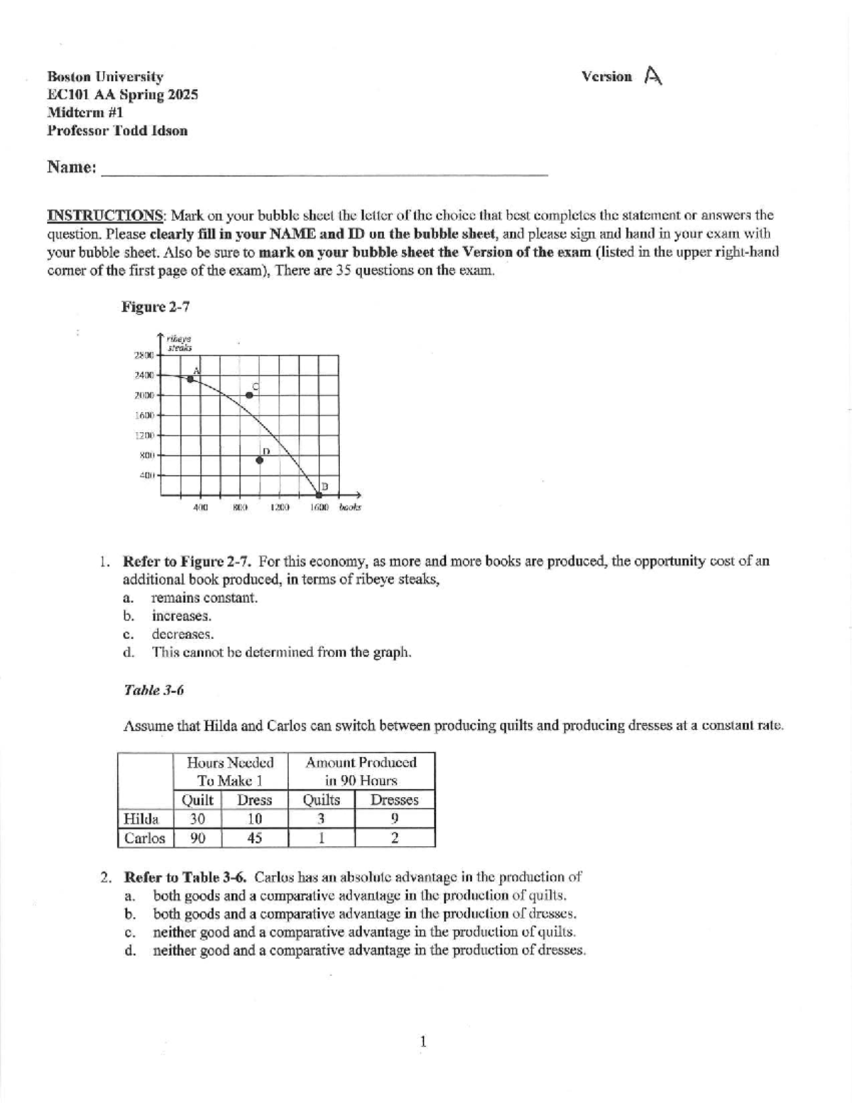 Boston University EC101 AA Spring 2025 Midterm Study Guide - Studocu