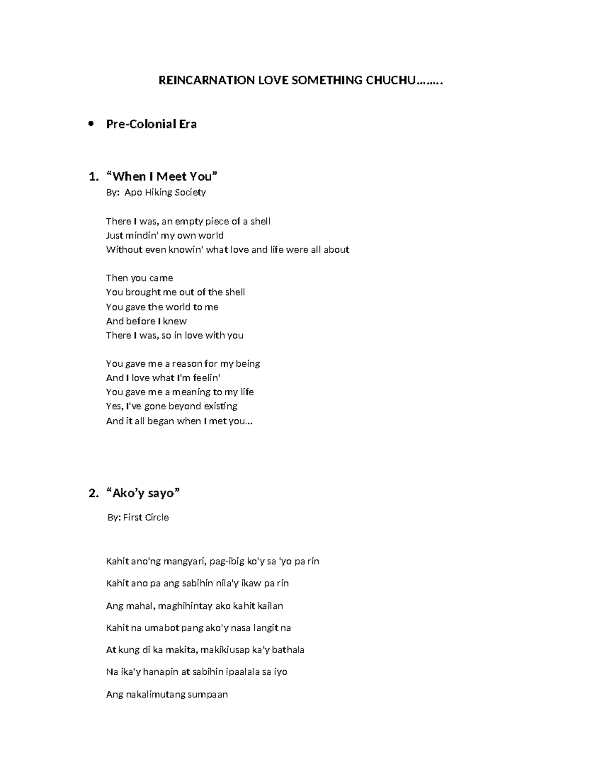 PPC-Notes on Love Songs Through Reincarnation Concepts - Studocu