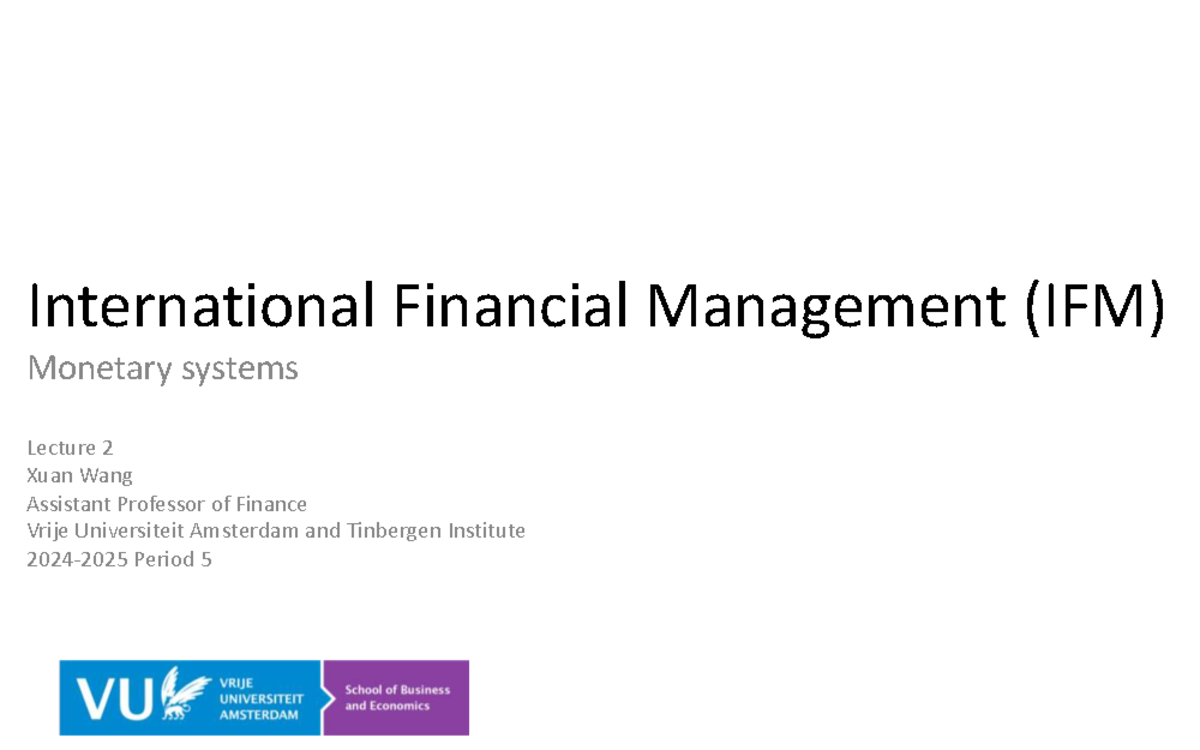 IFM Lecture 2: Historical Exchange Rate Regimes and Currency Crises ...