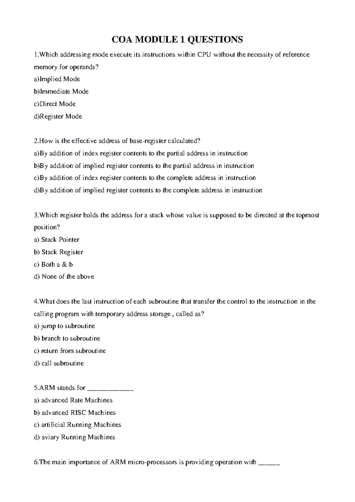 COA MODULE 1 & 3 QUESTIONS AND ANSWERS - Studocu