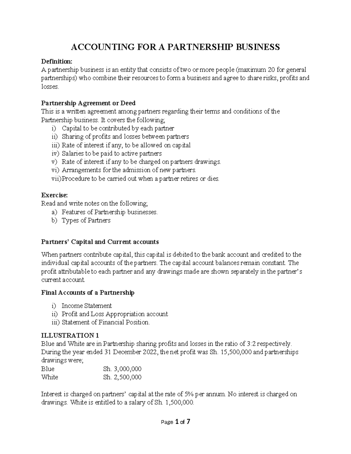 BAC 101 - Partnership Business Notes and Illustrations - Studocu