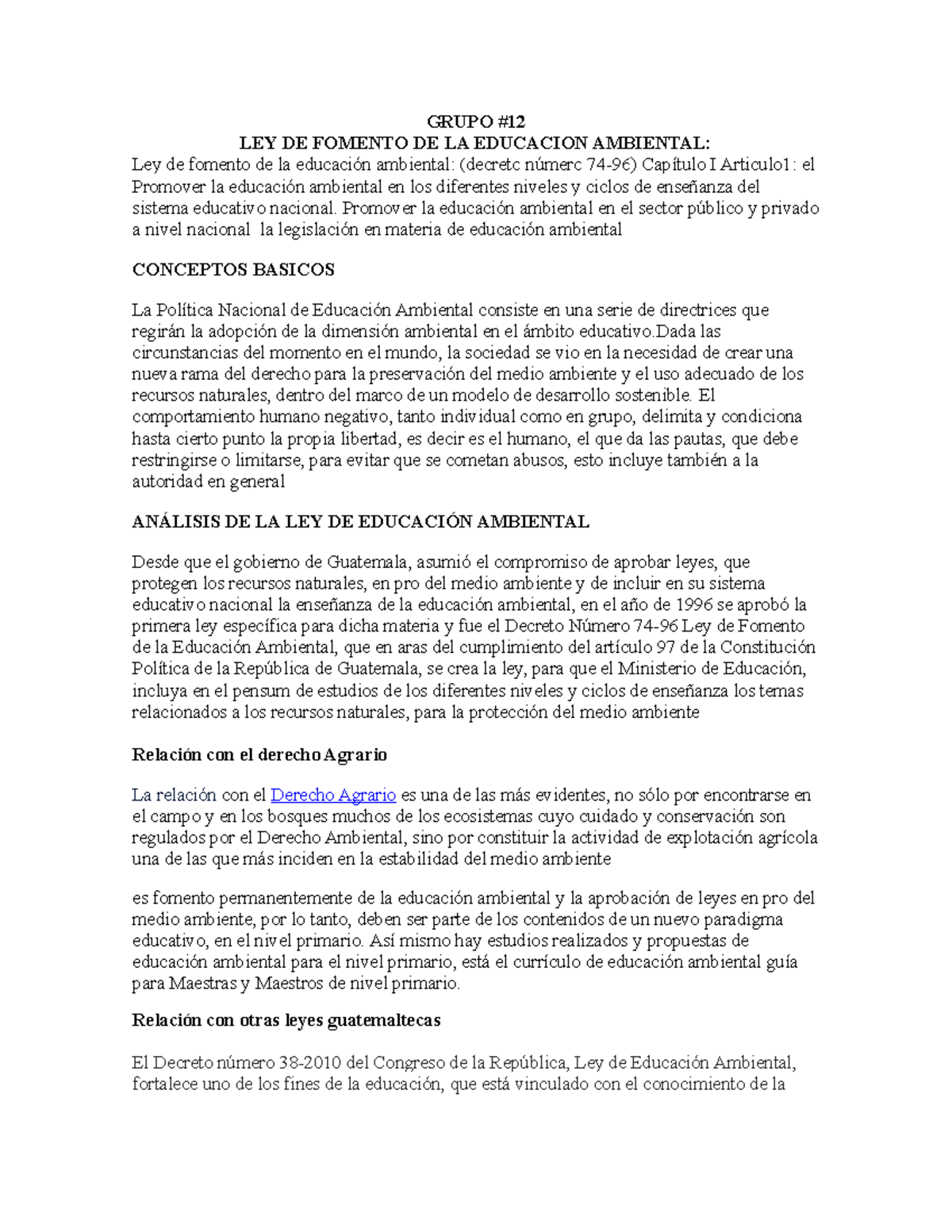 Ley de Fomento de la Educación Ambiental en Guatemala: Análisis y ...