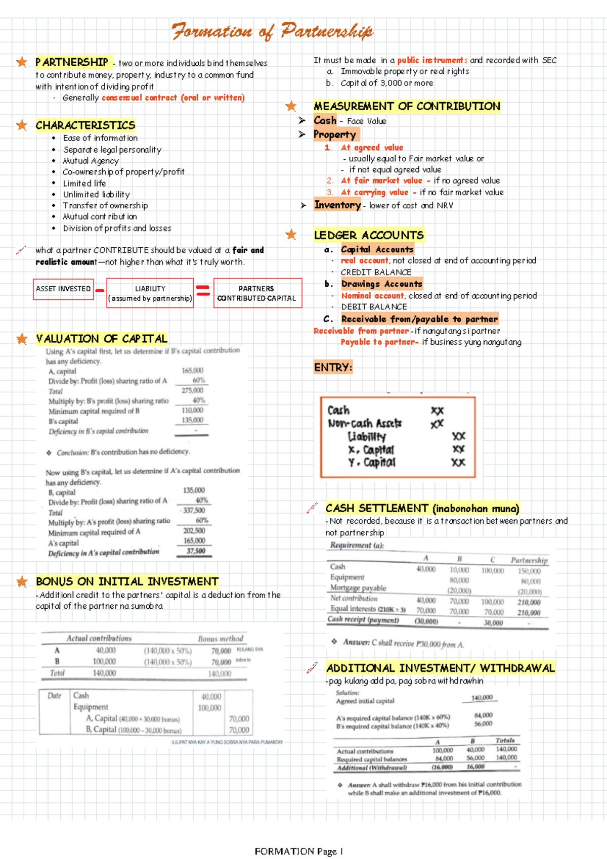 Partnership Formation: Key Concepts and Capital Measurement Guide - Studocu