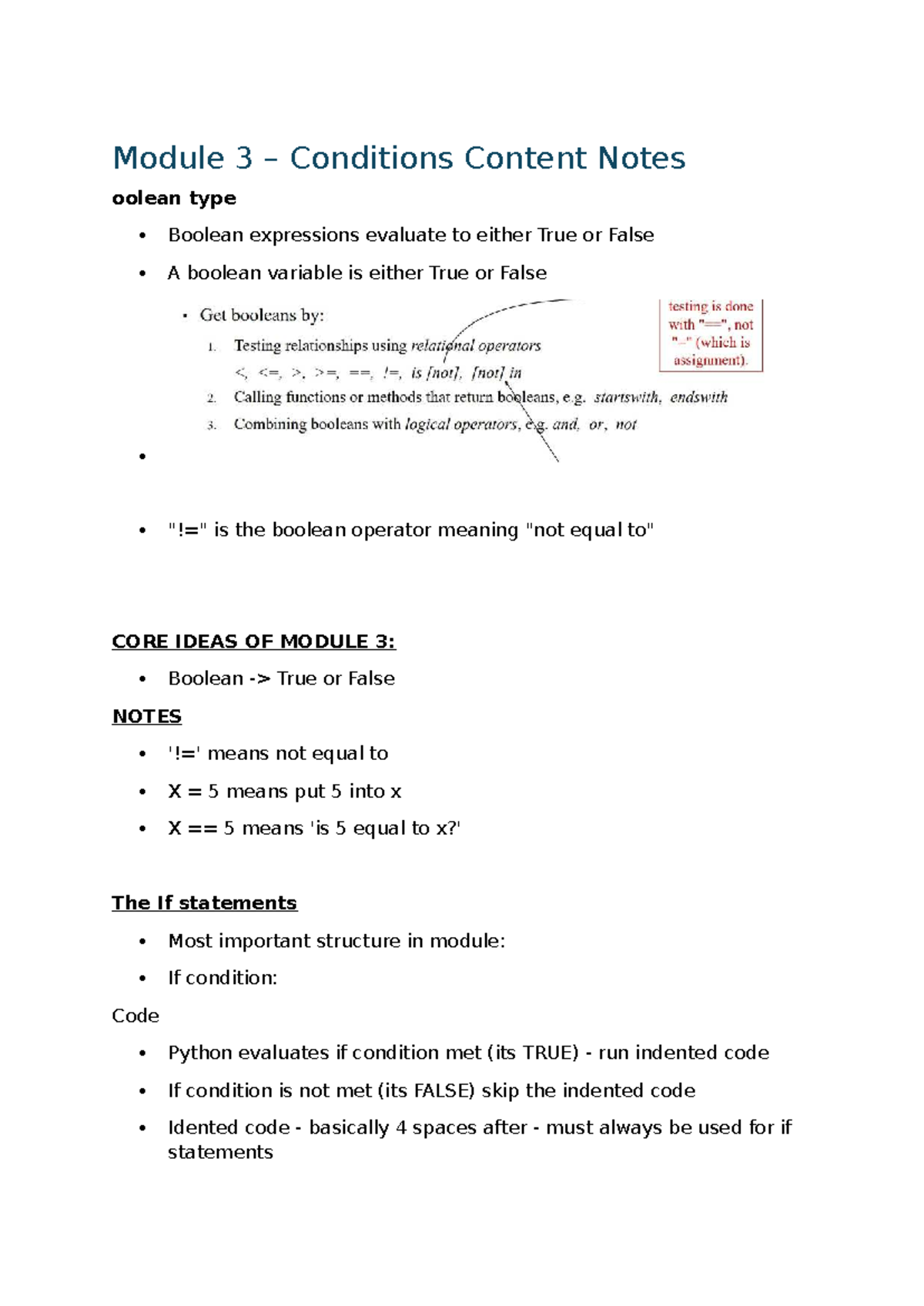 Wk 3 Module 3: Boolean Expressions & Control Structures Notes - Studocu