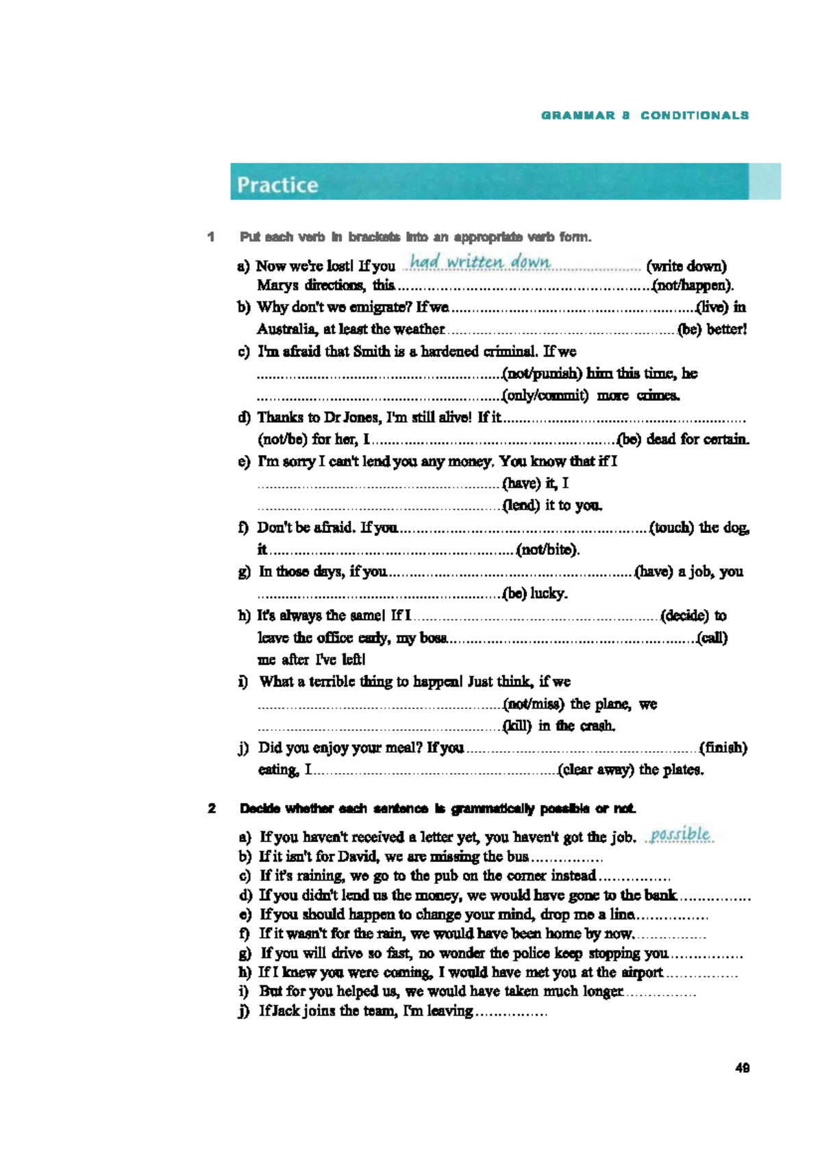 Conditional Grammar Practice 1 - C1 English Exercises - Studocu