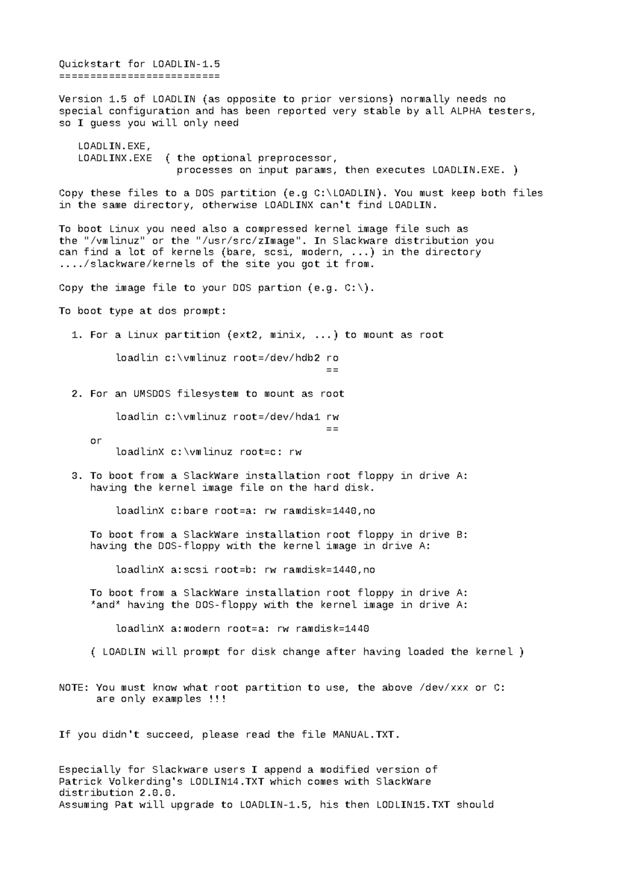 LOADLIN-1 Quickstart Guide for Linux Booting from MS-DOS - Studocu