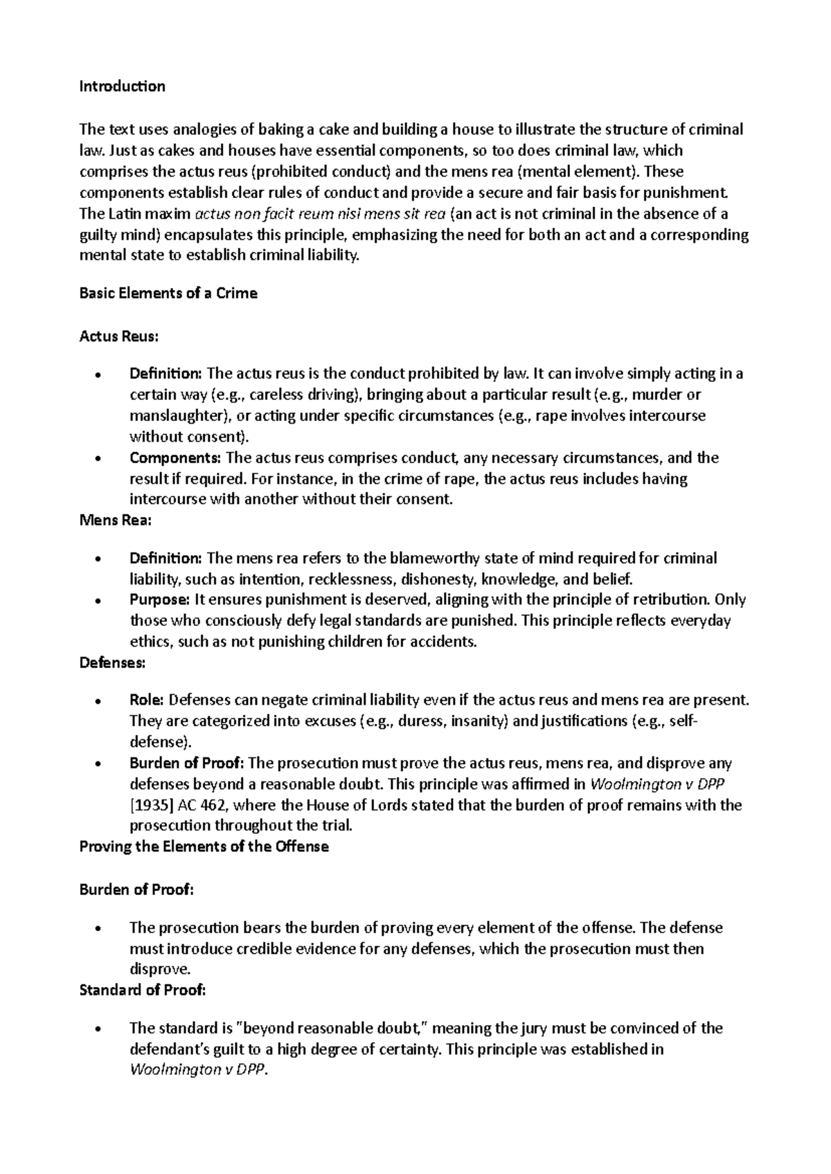 Criminal Law Essentials: Actus Reus & Mens Rea Overview (Summary 1-6 ...