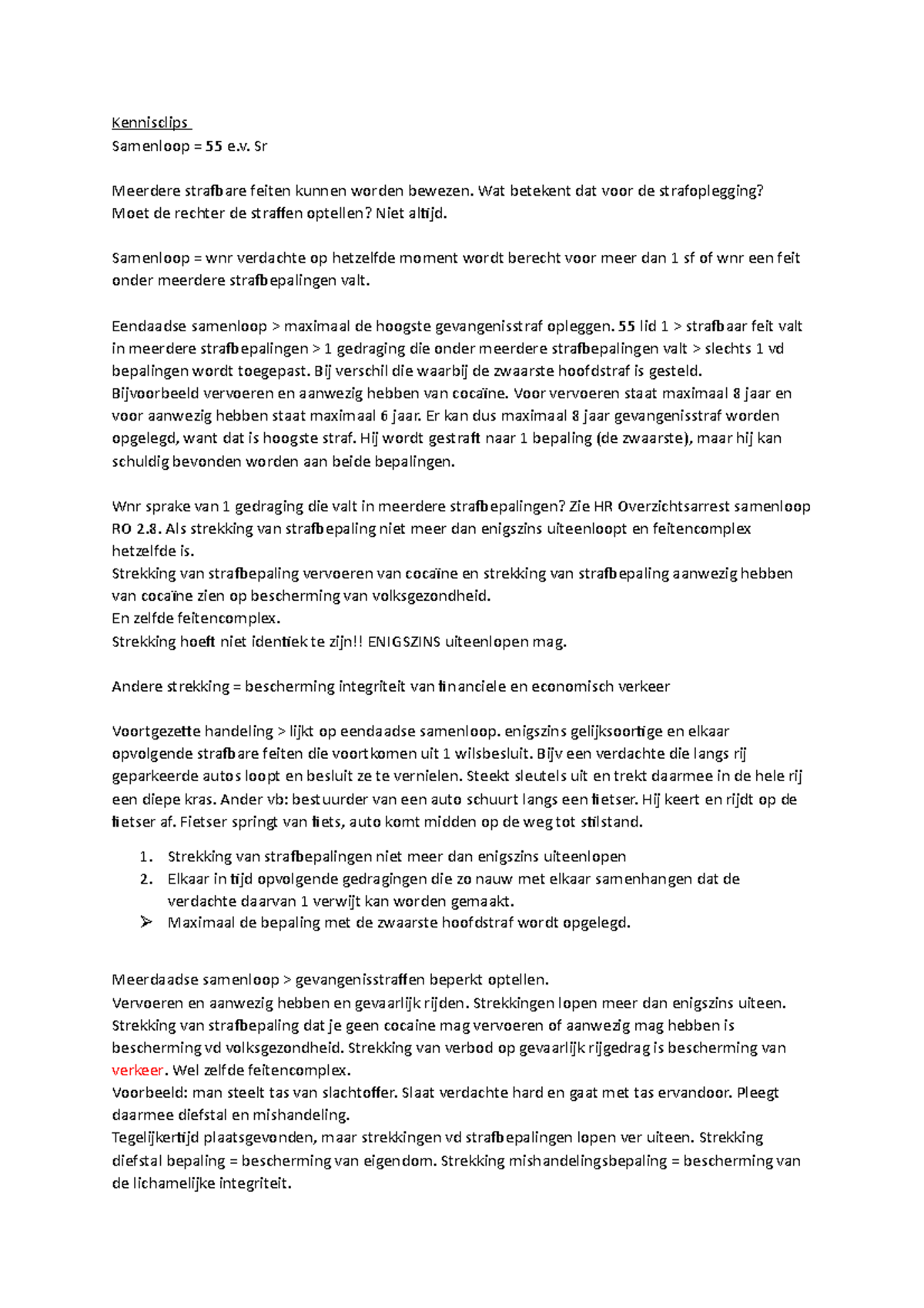 Kennisclips Samenvatting: Werkgroep 10 Samenloop Strafrecht - Studeersnel