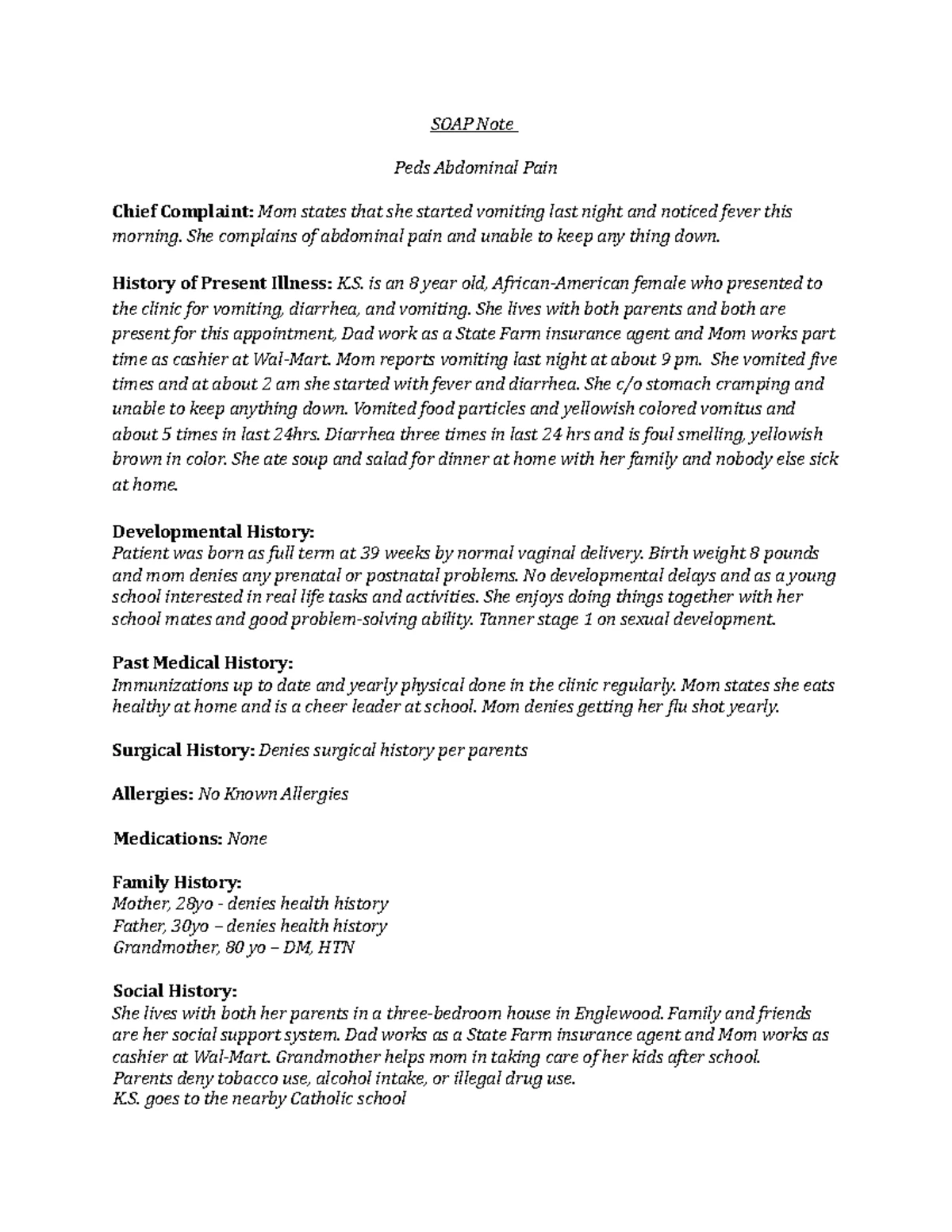 Unit 12 SOAP NOTE - PEDS - Typhon Encounter# 3657-20230320- Subjective ...
