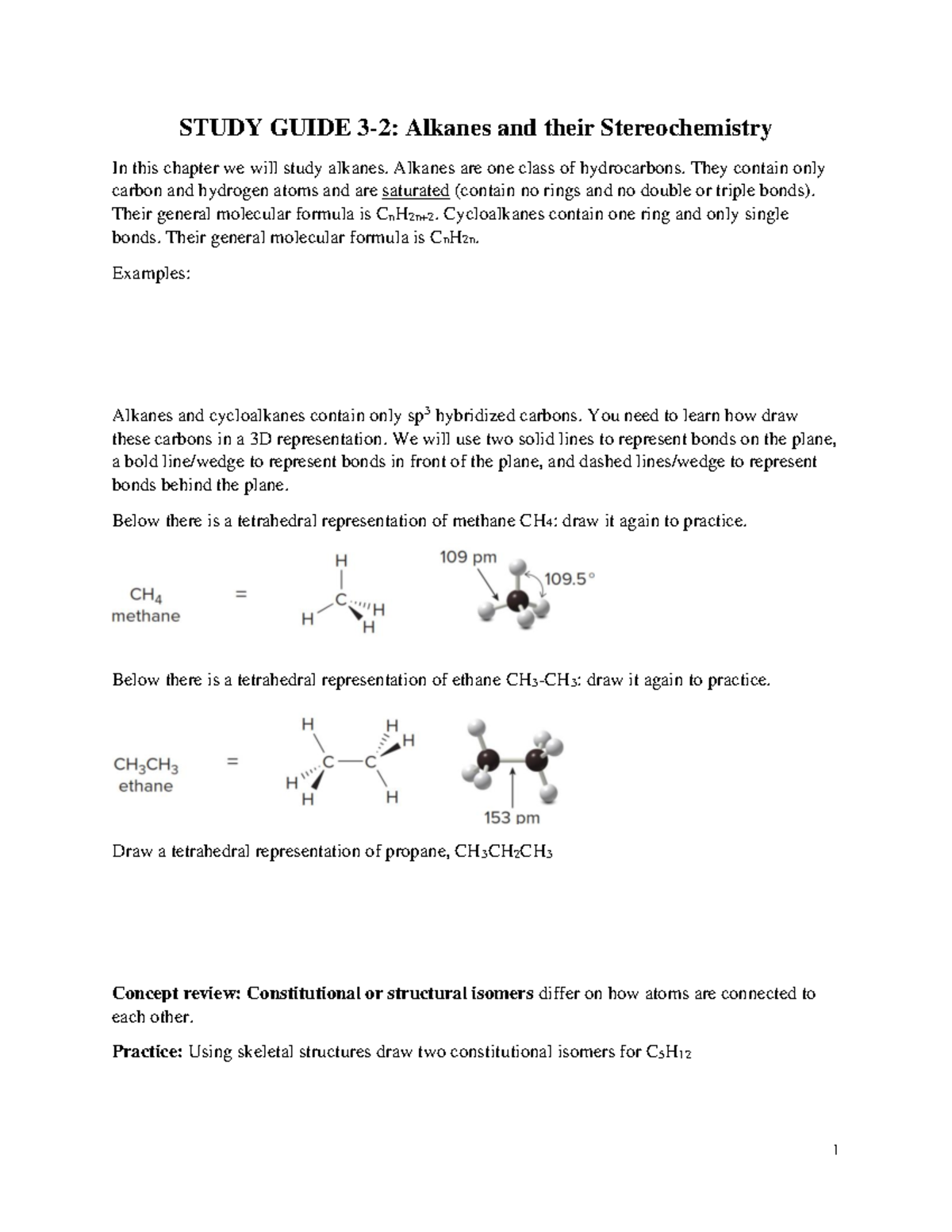 STUDY GUIDE 3-2-John.M: Alkanes & Stereochemistry Overview - Studocu