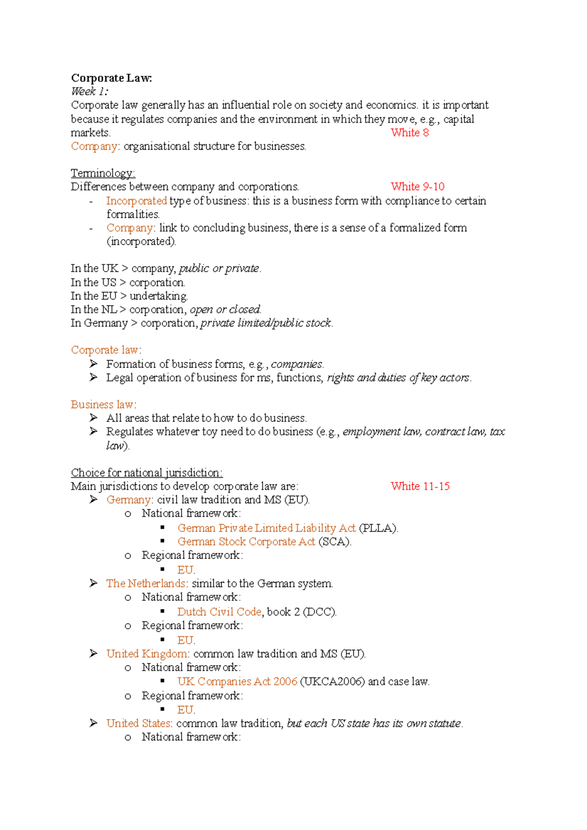 Corporate Law Notes (Course Code: CL101) - Key Concepts and Frameworks ...