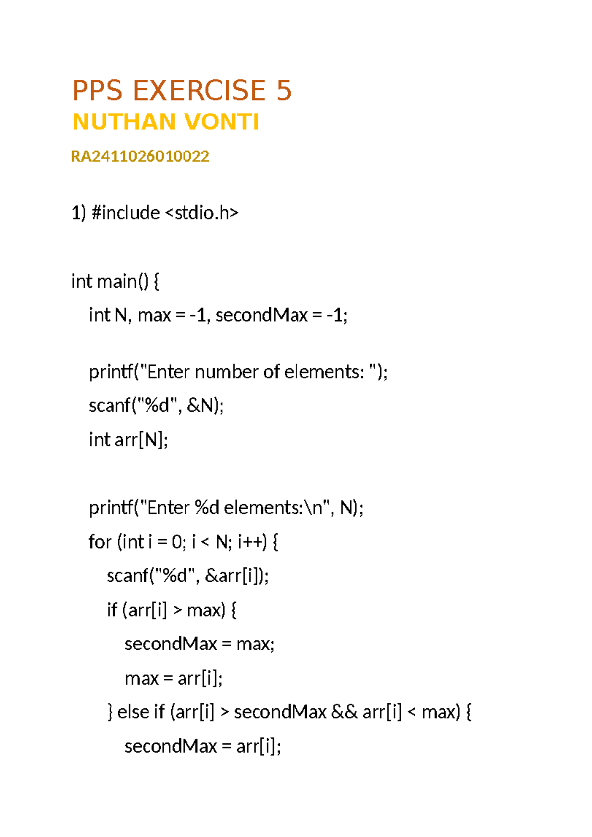 PPS Exercise 5 Solutions and Code Examples (RA2411026010040) - Studocu