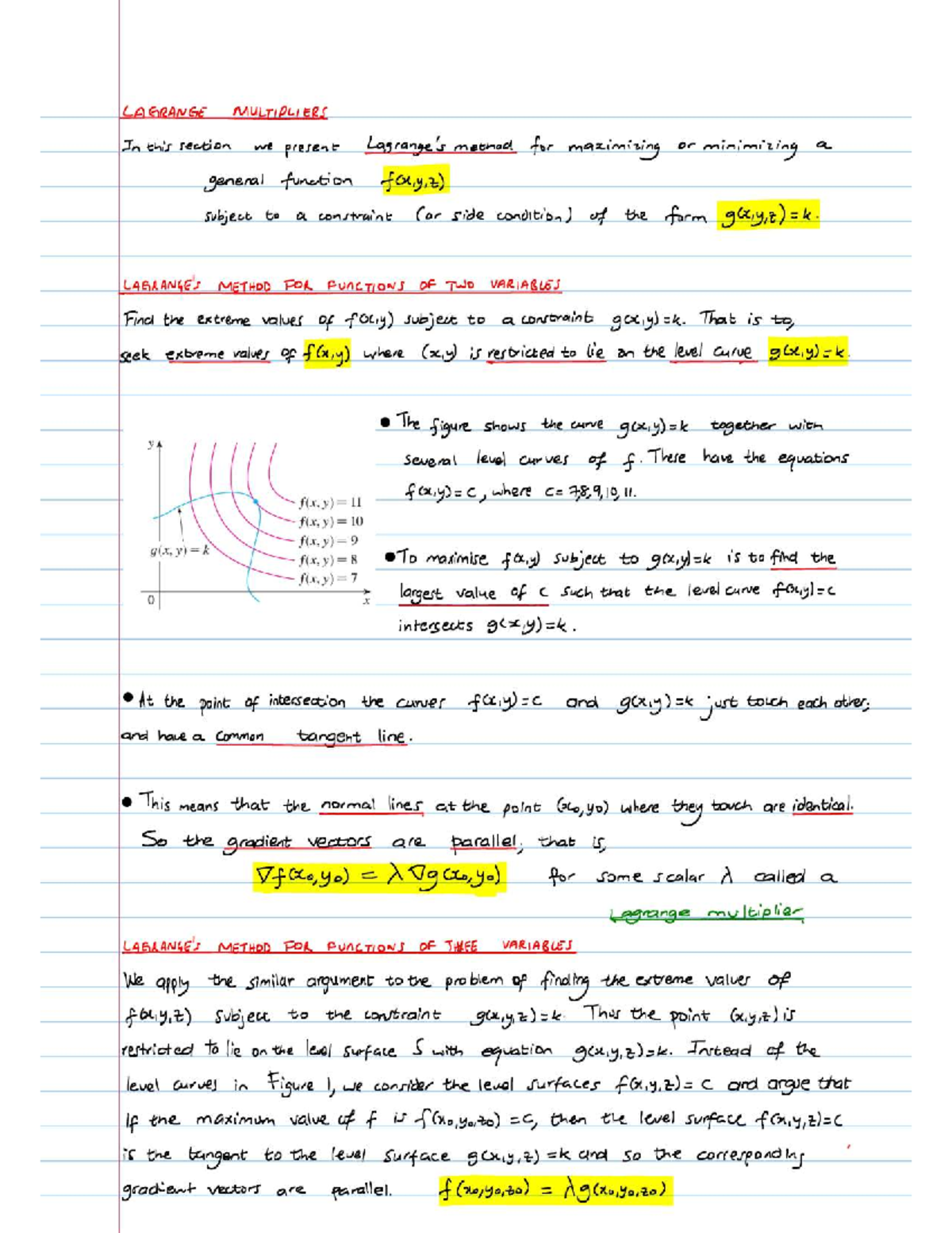 Lecture 22 Notes: Lagrange Multipliers for Functions of Two Variables ...