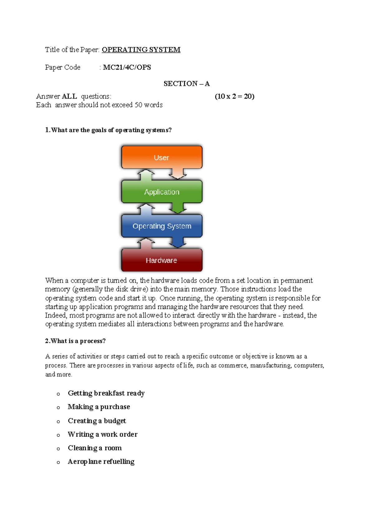 Os answer key updated - Assignment on OS - Title of the Paper ...