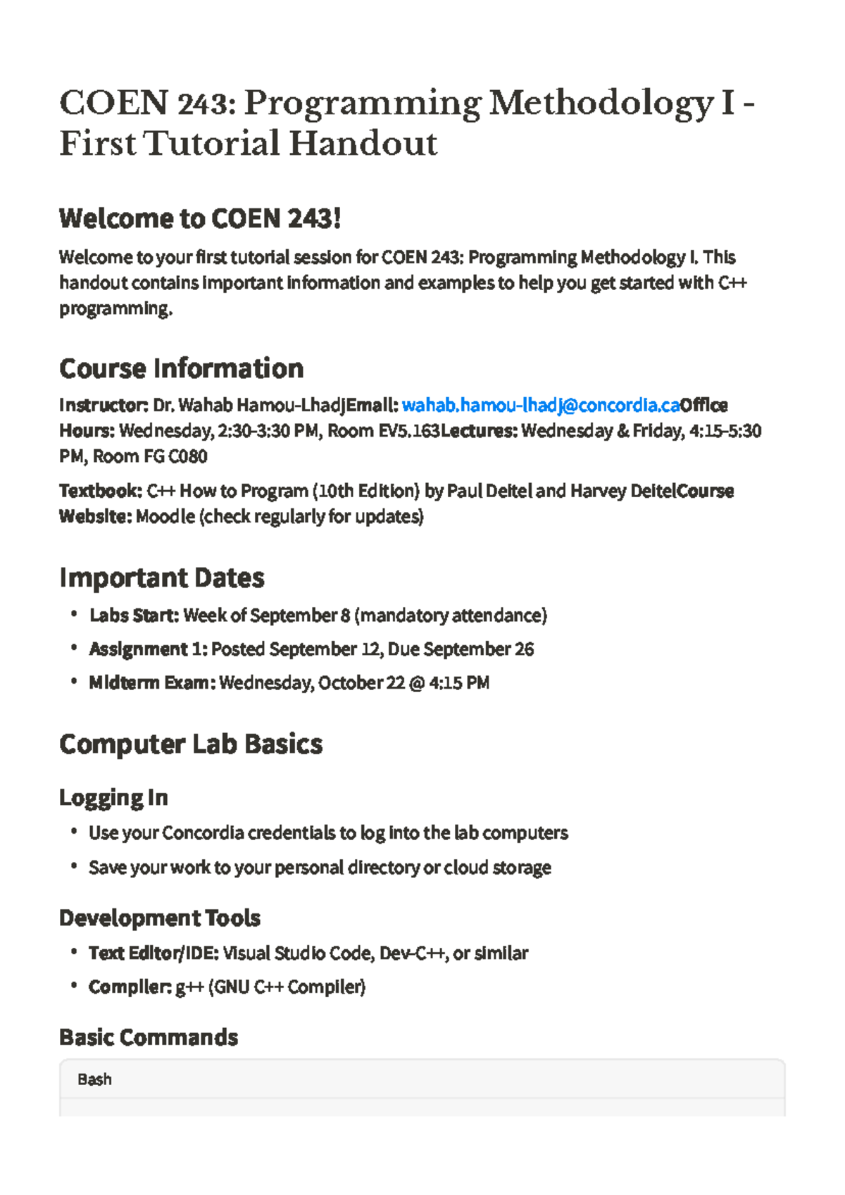 COEN 243: Programming Methodology I - First Tutorial Guide - Studocu