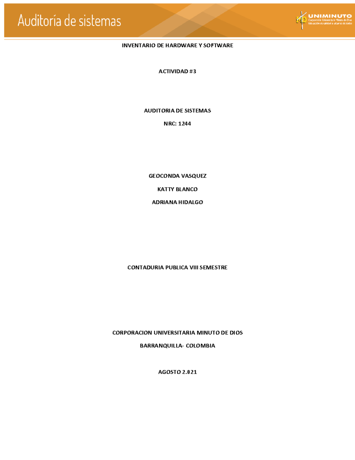 Inventario DE Hardware Y Software - INVENTARIO DE HARDWARE Y SOFTWARE ...