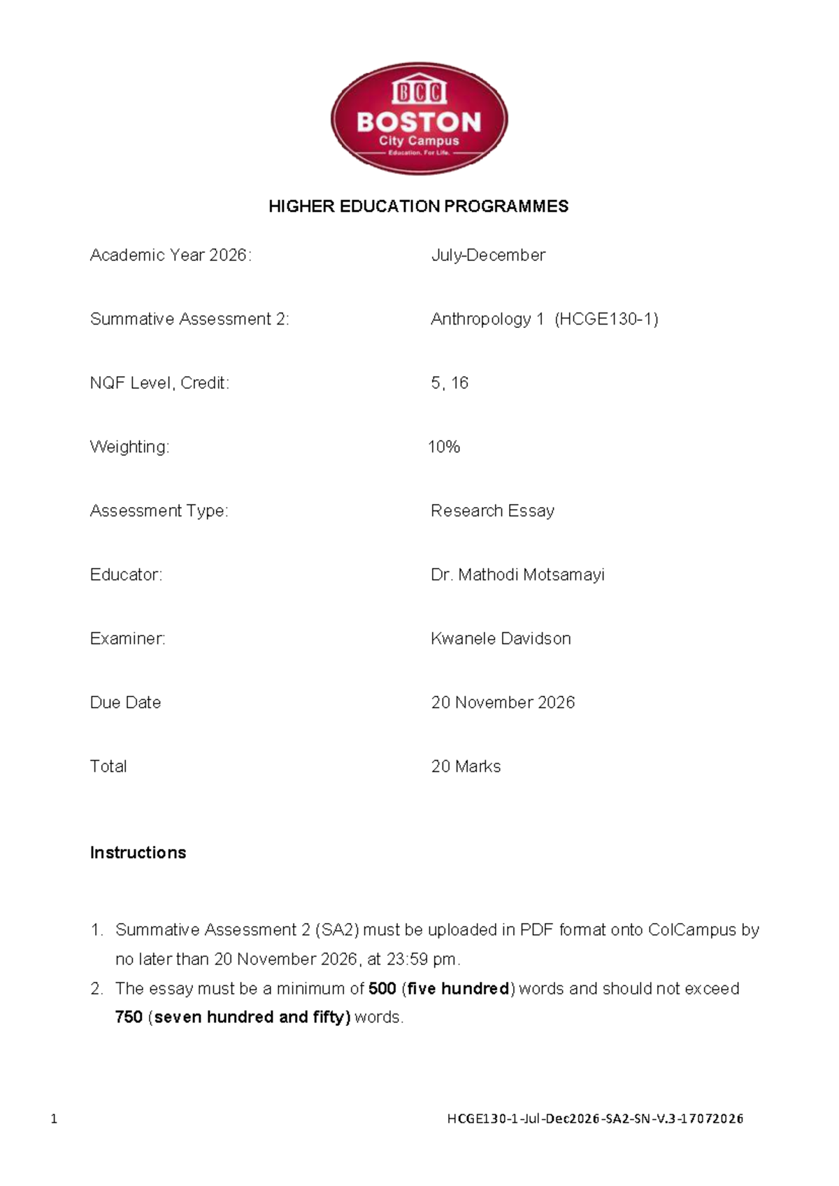 HCGE130-1 Summative Assessment 2: Research Essay - Studocu