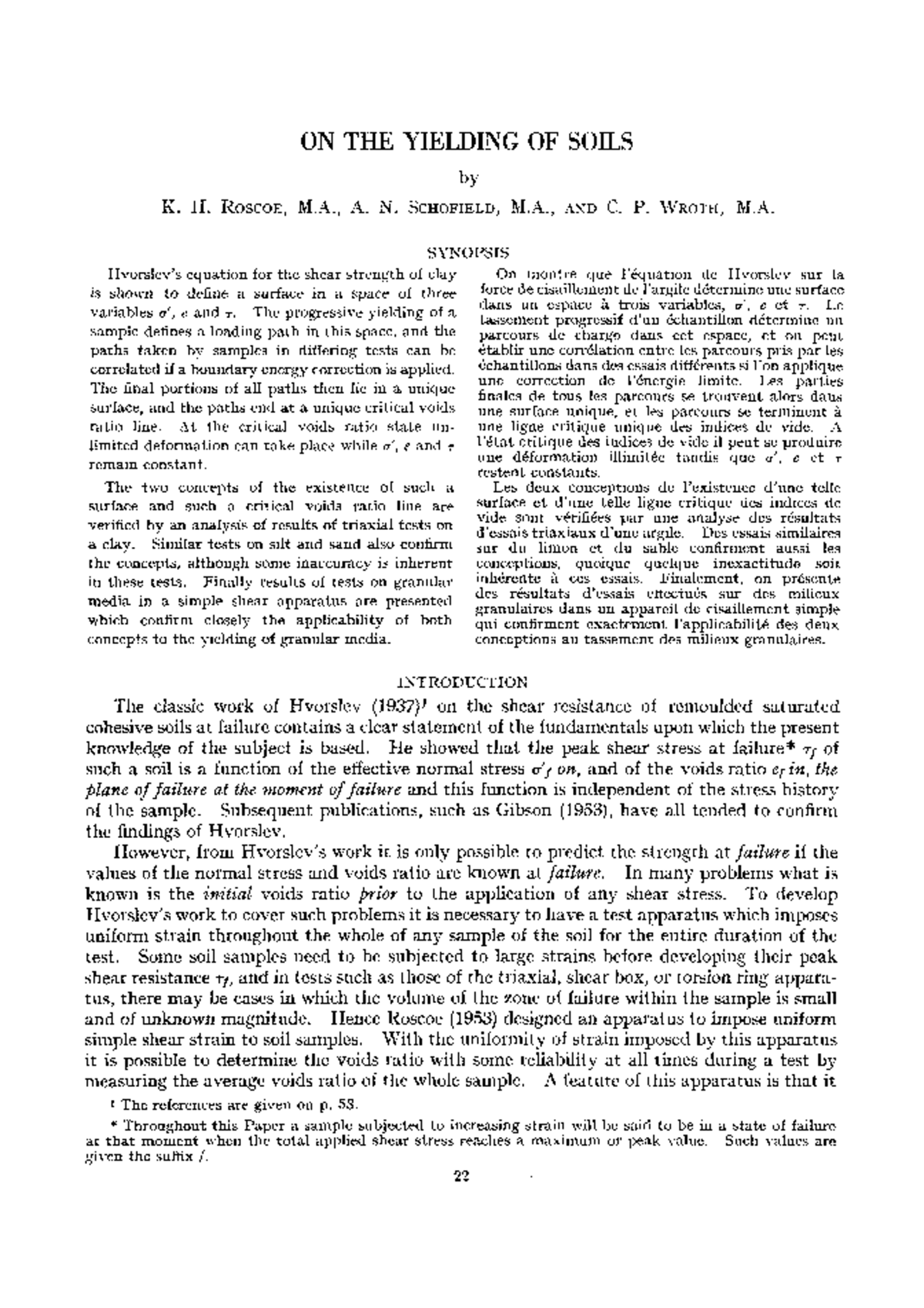 Yielding of Soils: Analysis of Shear Strength and Critical Voids Ratio ...