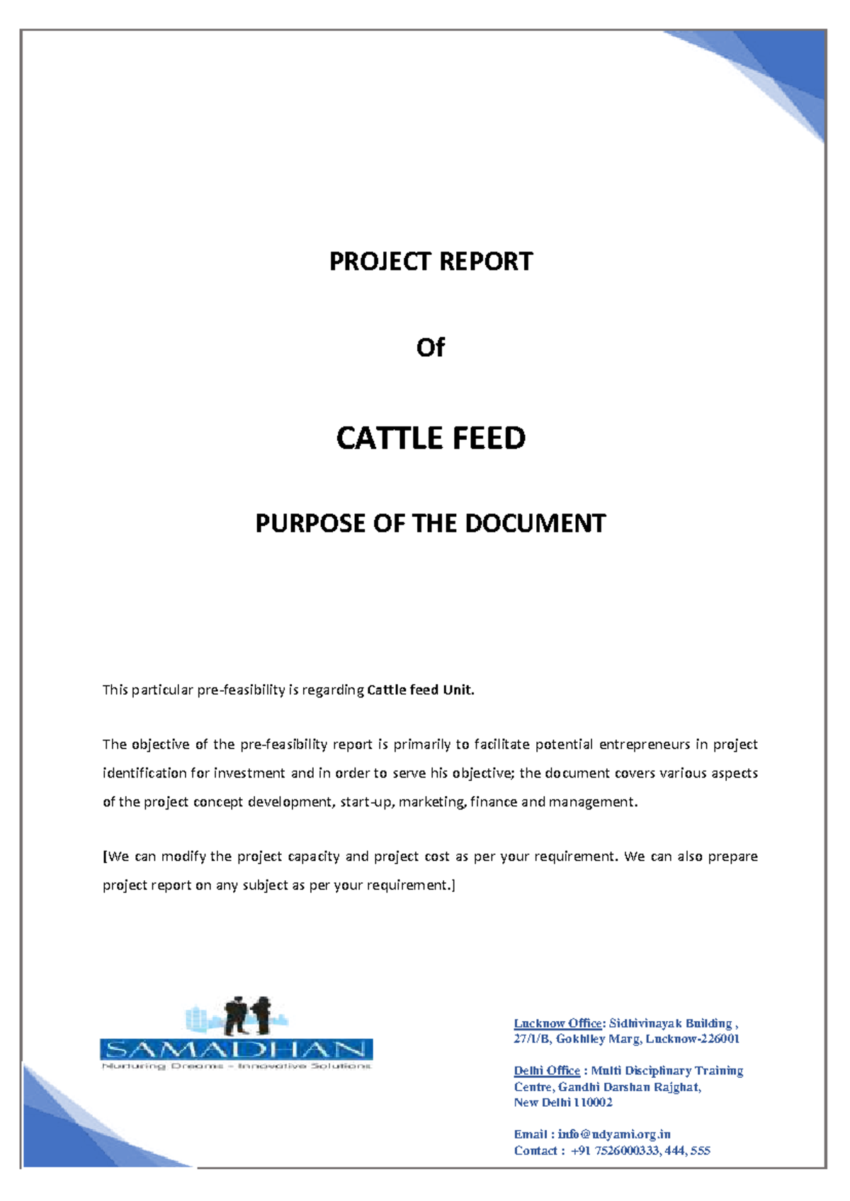 CATTLE FEED PROJECT REPORT: Investment Insights & Market Analysis - Studocu