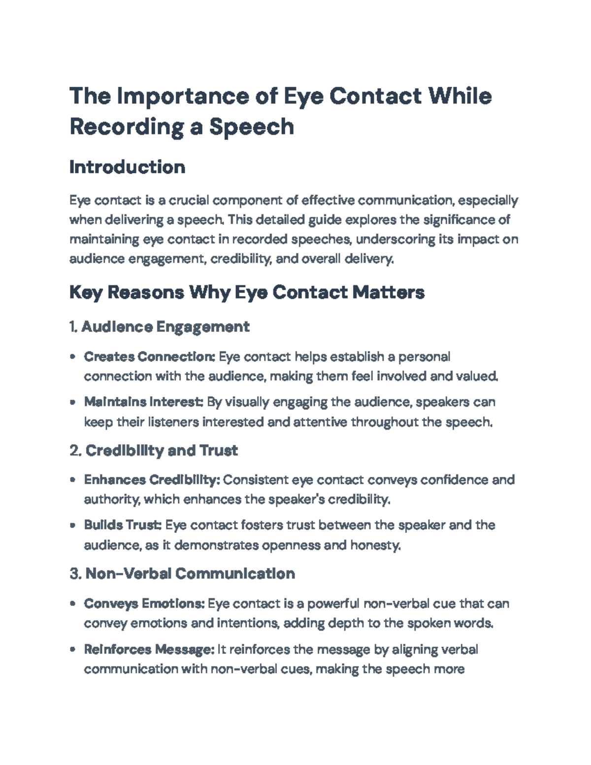 The Importance of Eye Contact in Recorded Speeches: A Guide - The ...