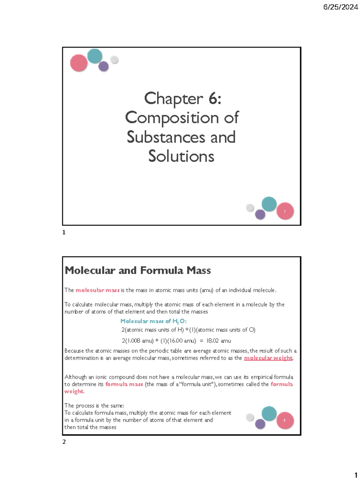 Chapter 6: Composition of Substances & Solutions (Chemistry Notes ...
