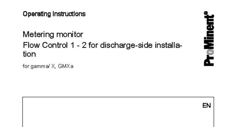 Operating Instructions for ProMinent Flow Control (Course Code: A2190 ...