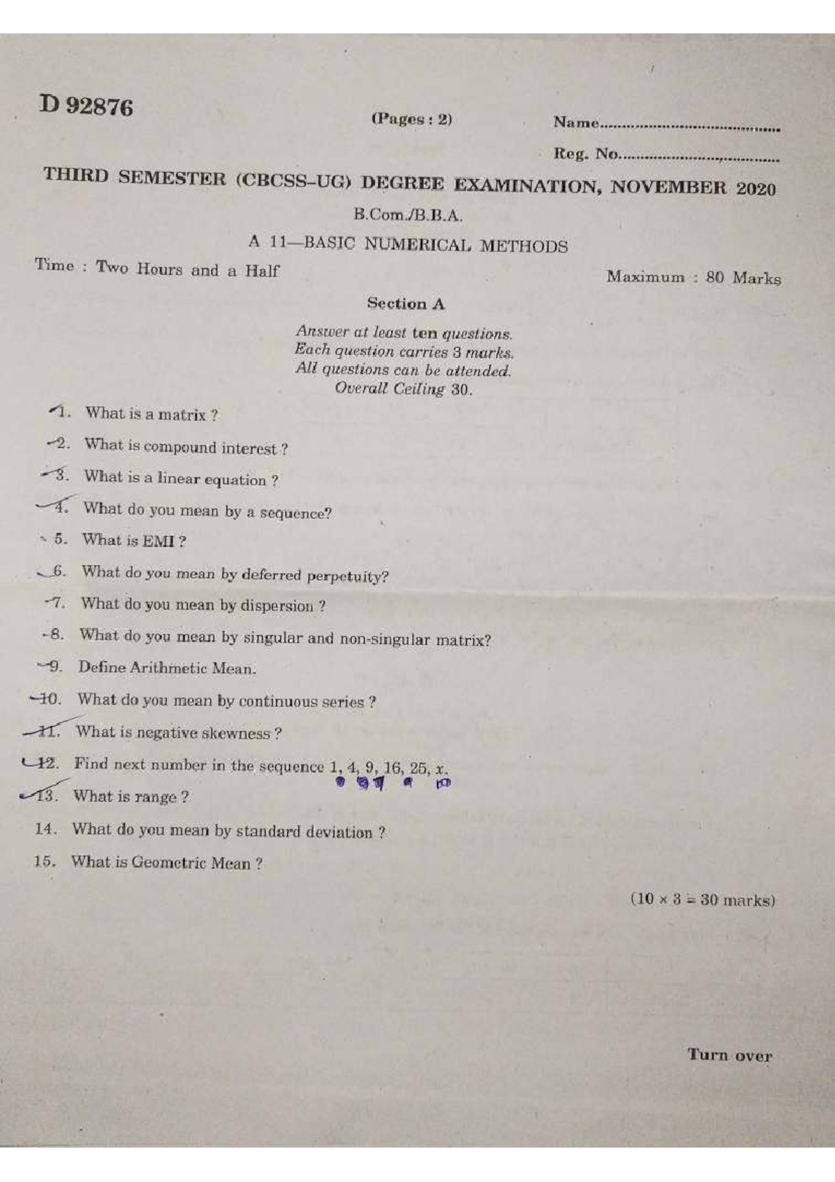 Basic Numerical Methods (III) (1) 241202 215529 - D 92876 (Pages : 2 ...