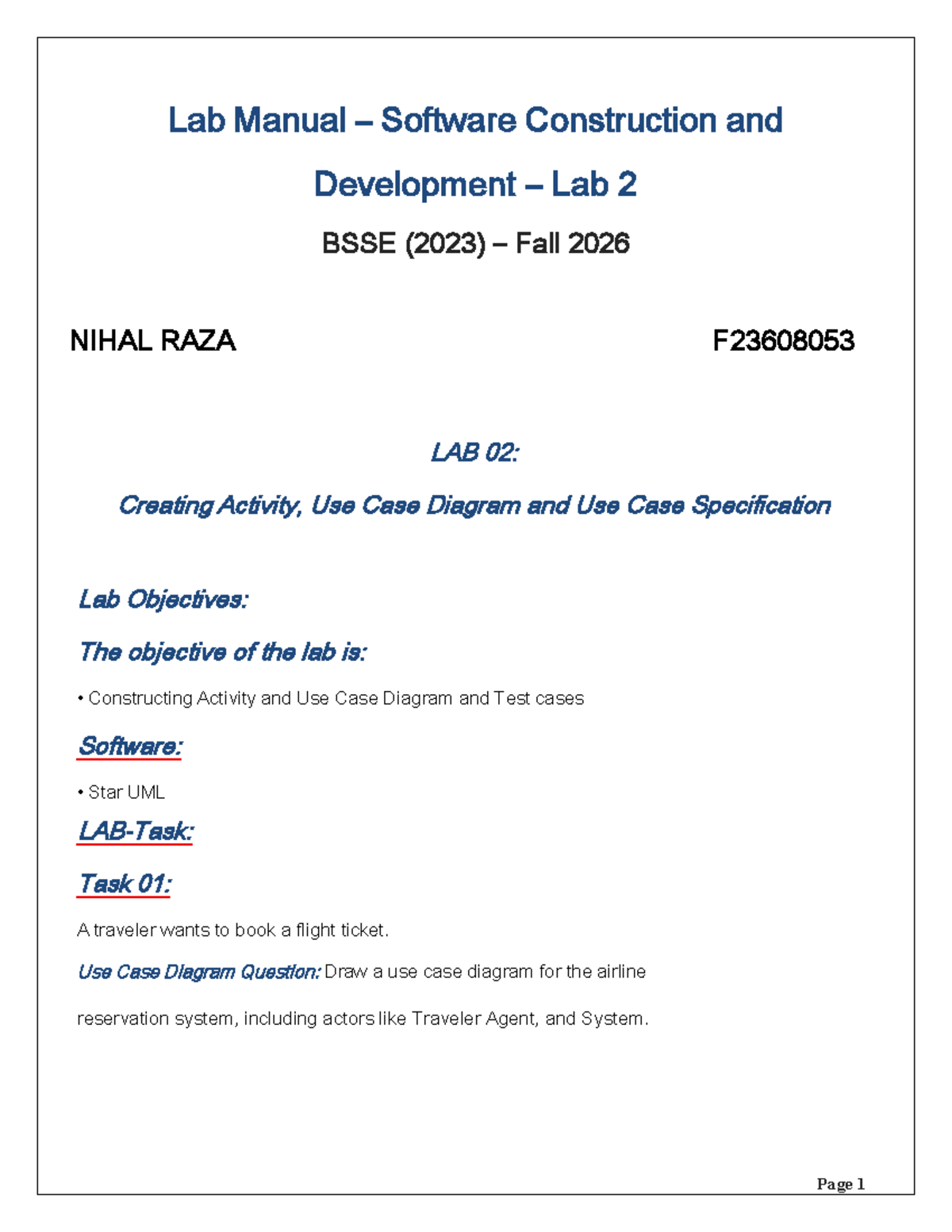 Lab Manual: Software Construction & Development Lab 2 (SE 23) - Studocu