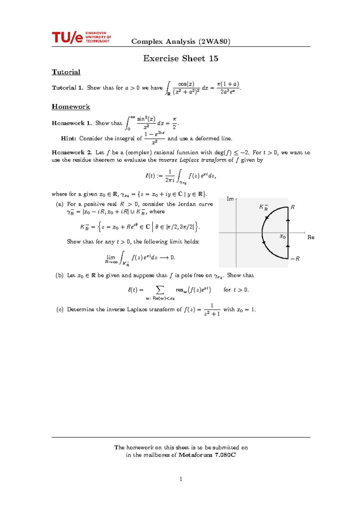 Complex Analysis (2WA80) - Homework Sheet 15 Solutions and Exercises ...