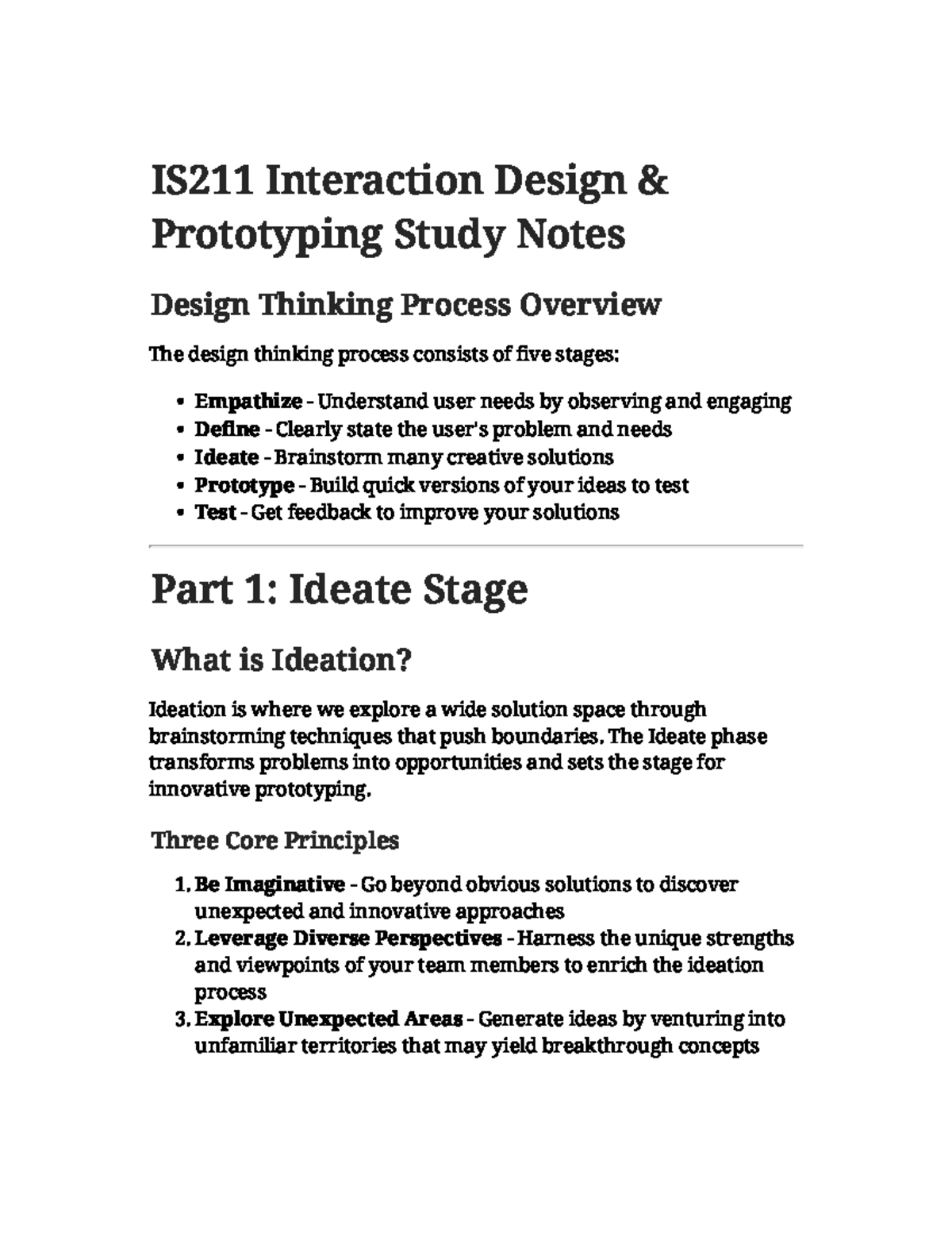 IS211 Interaction Design Prototyping Study Notes: Design Thinking ...