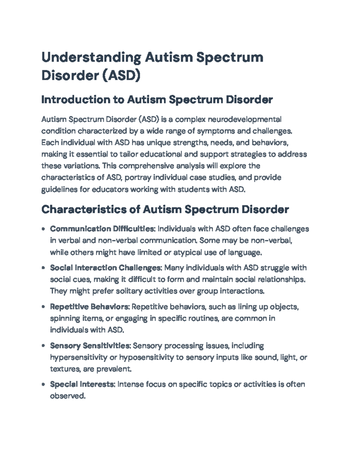 Understanding Autism Spectrum Disorder (ASD): Characteristics ...